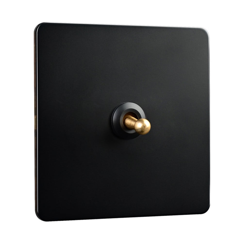 86 Type Stainless Steel Panel Wall Toggle Light Switch Brass Rod 1Way 2Way 2 Gang Smile Home 1 Gang - Image 1