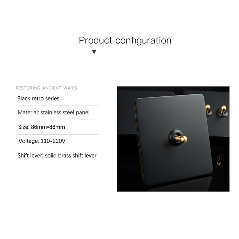 86 Type Stainless Steel Panel Wall Toggle Light Switch Brass Rod 1Way 2Way 2 Gang Smile Home 1 Gang - Image 5