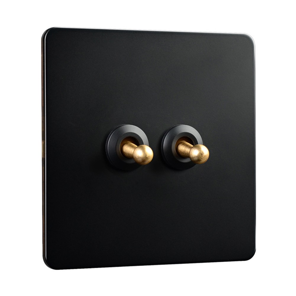 86 Type Stainless Steel Panel Wall Toggle Light Switch Brass Rod 1Way 2Way 2 Gang Smile Home 2 Gang - Image 1