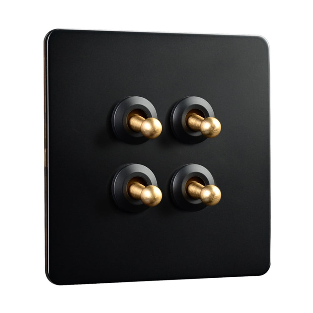 86 Type Stainless Steel Panel Wall Toggle Light Switch Brass Rod 1Way 2Way 2 Gang Smile Home 4 Gang - Image 1