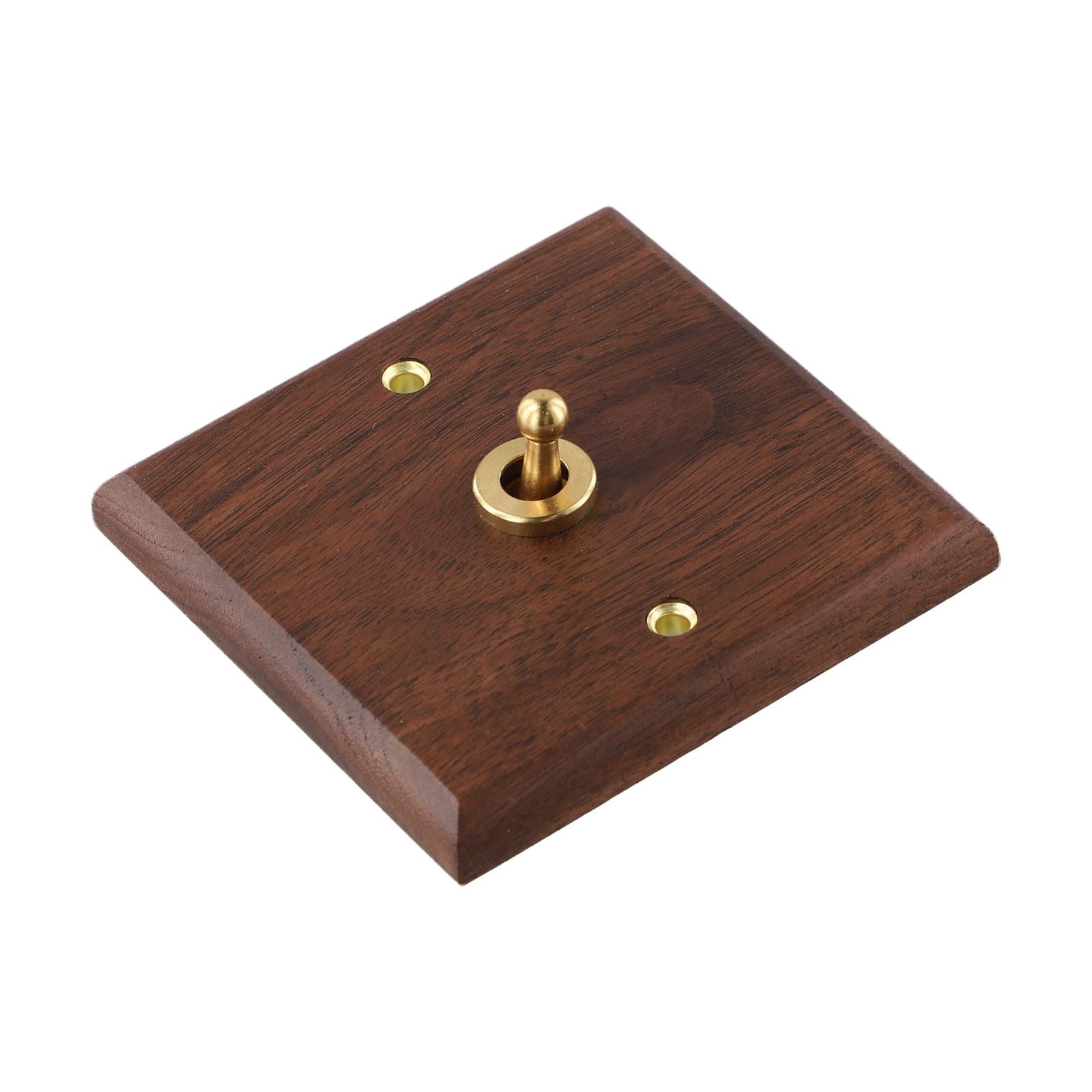 Toggle Light Rocker Switch 1/2 Way Retro Walnut Wood Plate Brass Lever 1 Gang Smile Home 1 Gang - Image 2