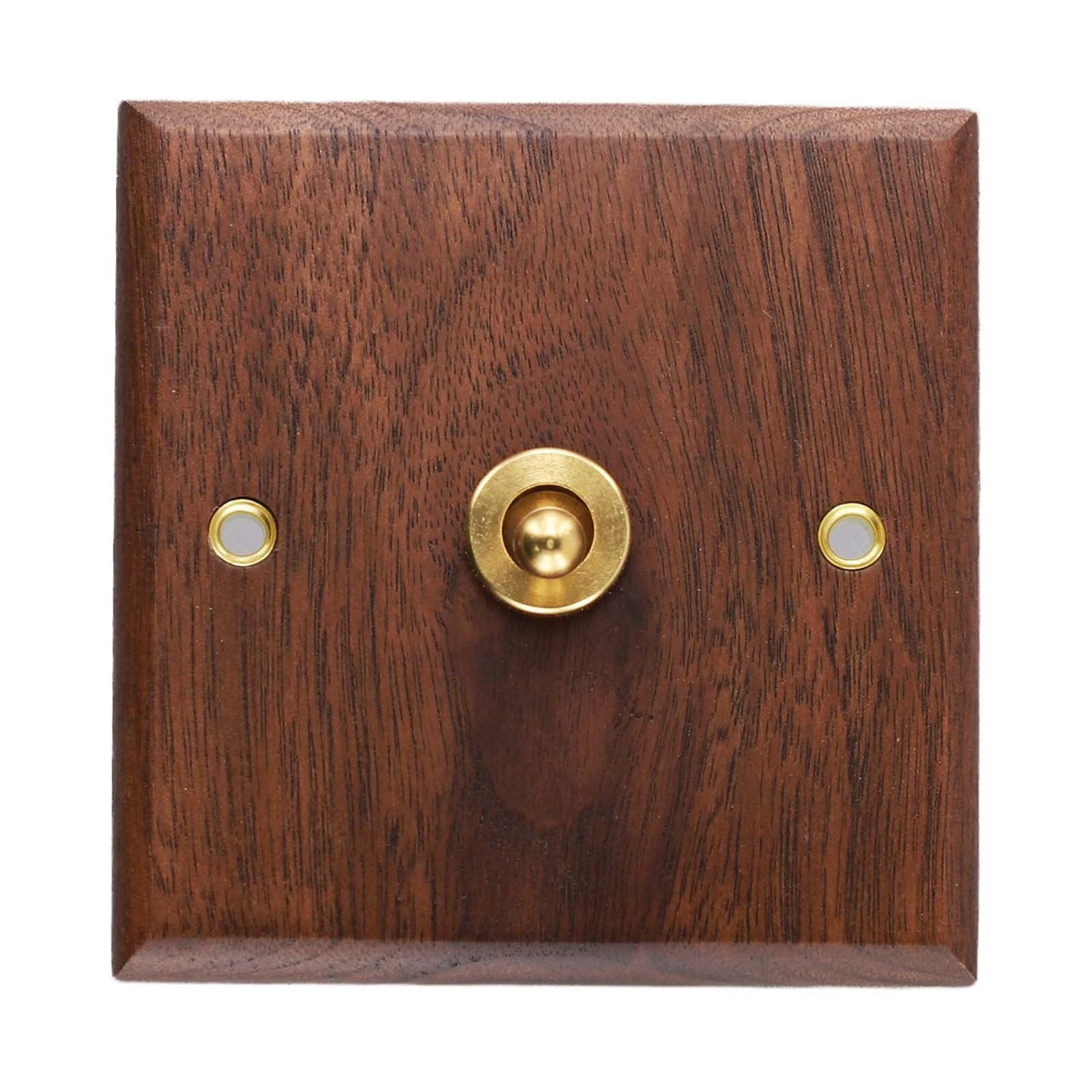 Toggle Light Rocker Switch 1/2 Way Retro Walnut Wood Plate Brass Lever 1 Gang Smile Home 1 Gang - Image 8