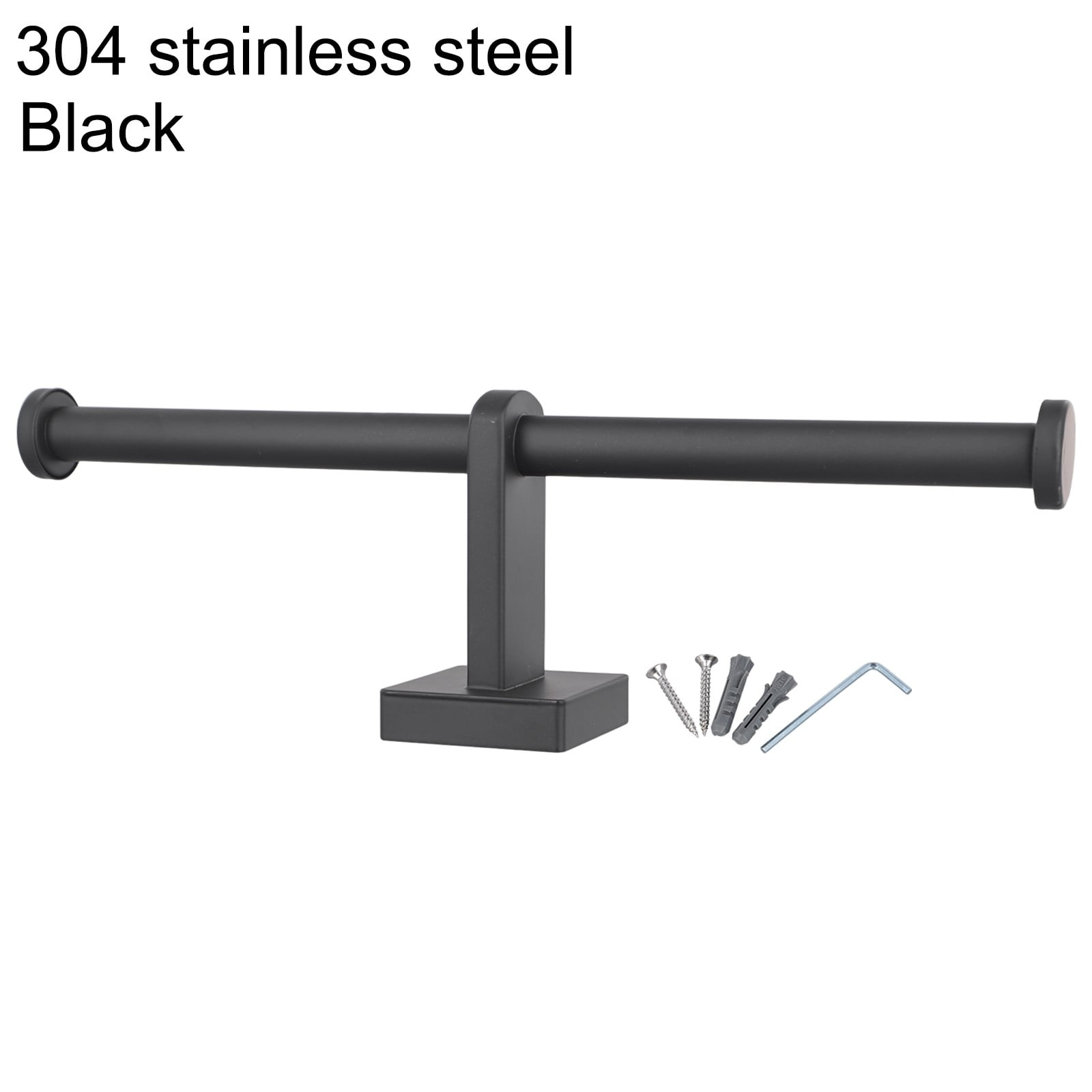 Stainless Steel Toilet Roll Holder Double Ring Toilet Paper Holder Wall Black Smile Home - Image 2