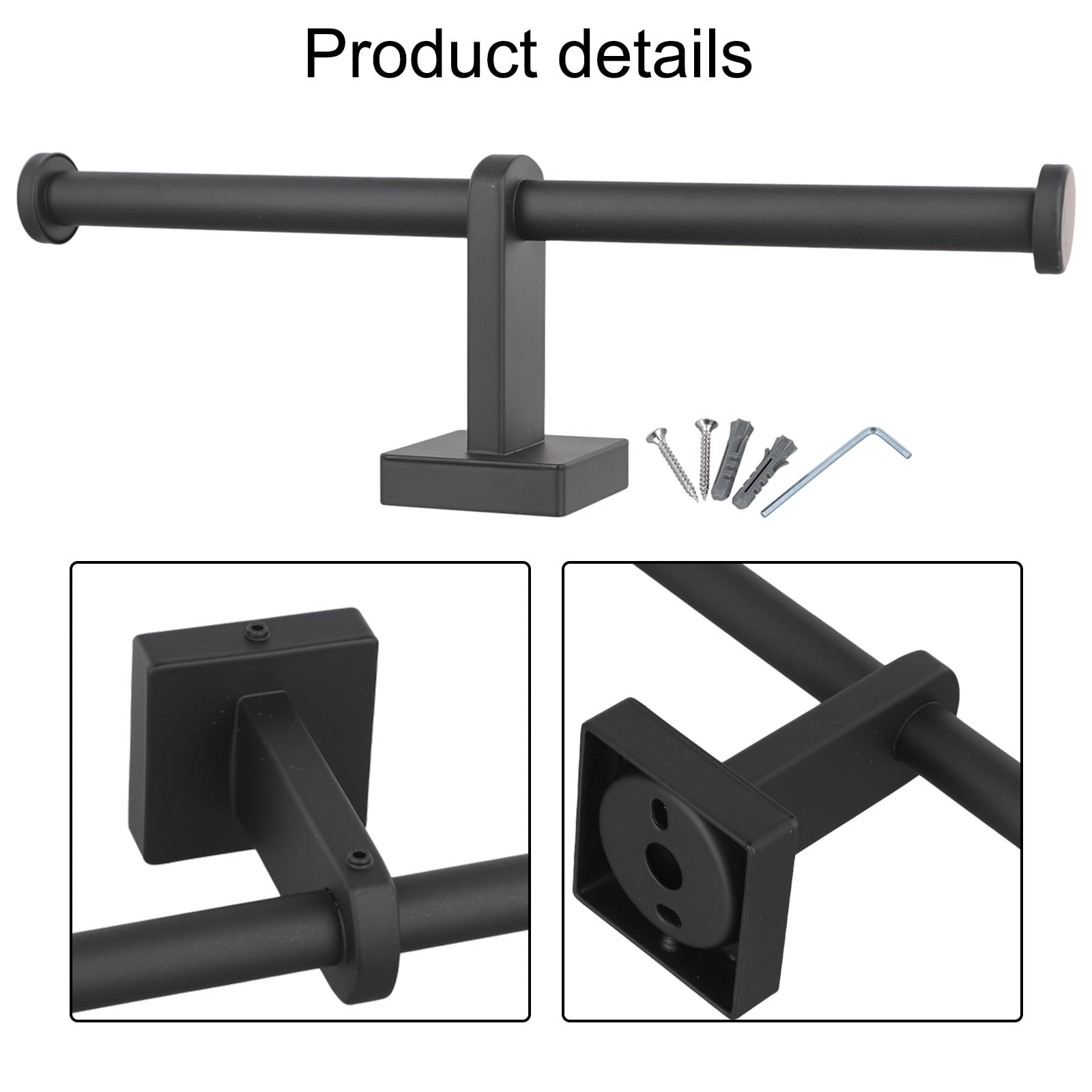 Stainless Steel Toilet Roll Holder Double Ring Toilet Paper Holder Wall Black Smile Home - Image 7