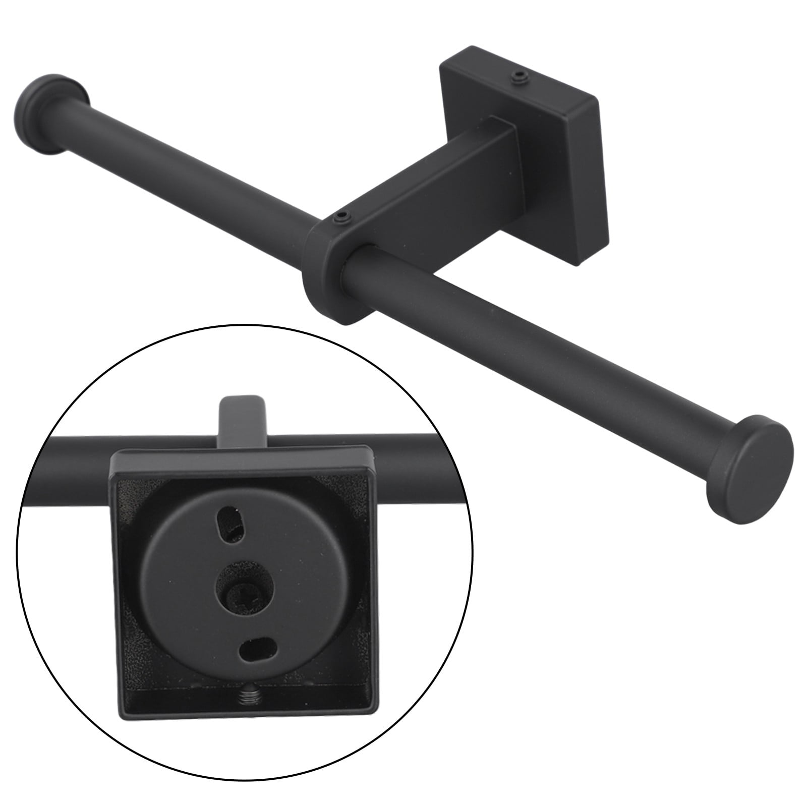Stainless Steel Toilet Roll Holder Double Ring Toilet Paper Holder Wall Black Smile Home - Image 8