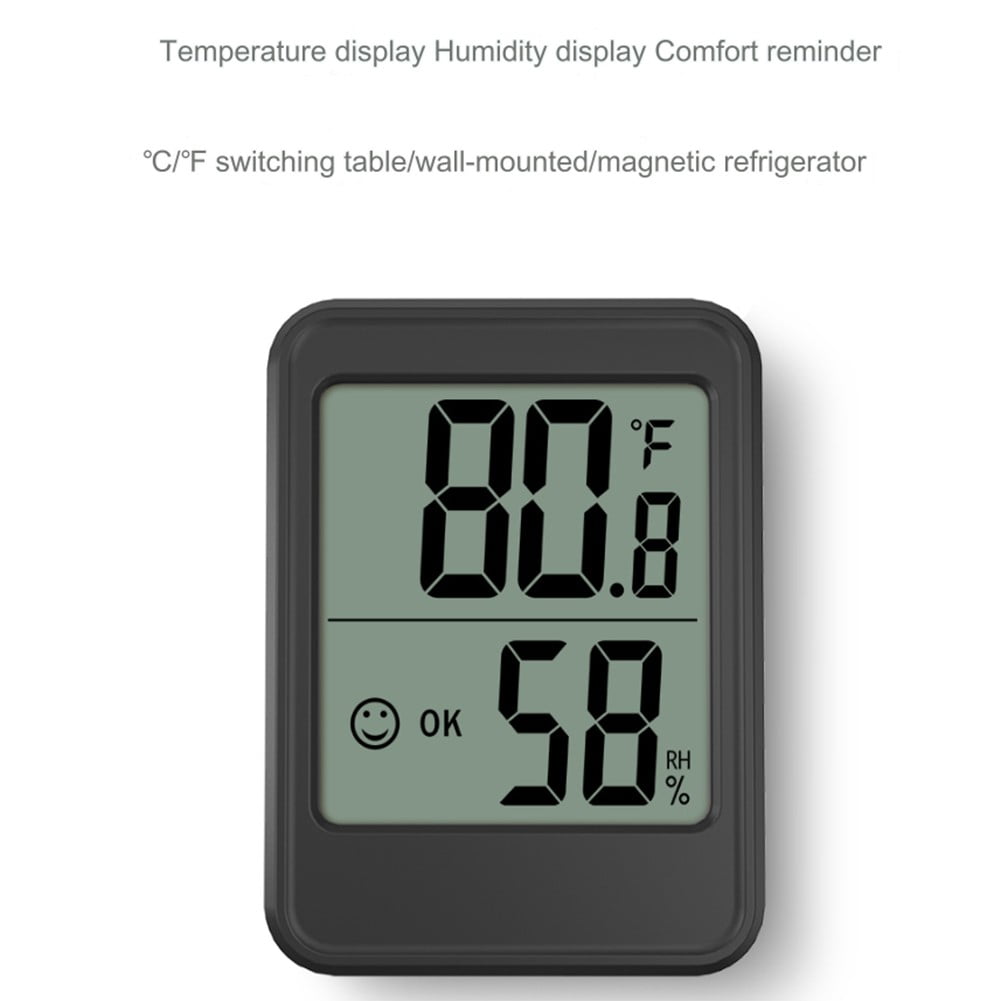 Digital Hygrometer Room Thermometer Indoor Electronic Temperature Humidity White Smile Home - Image 3