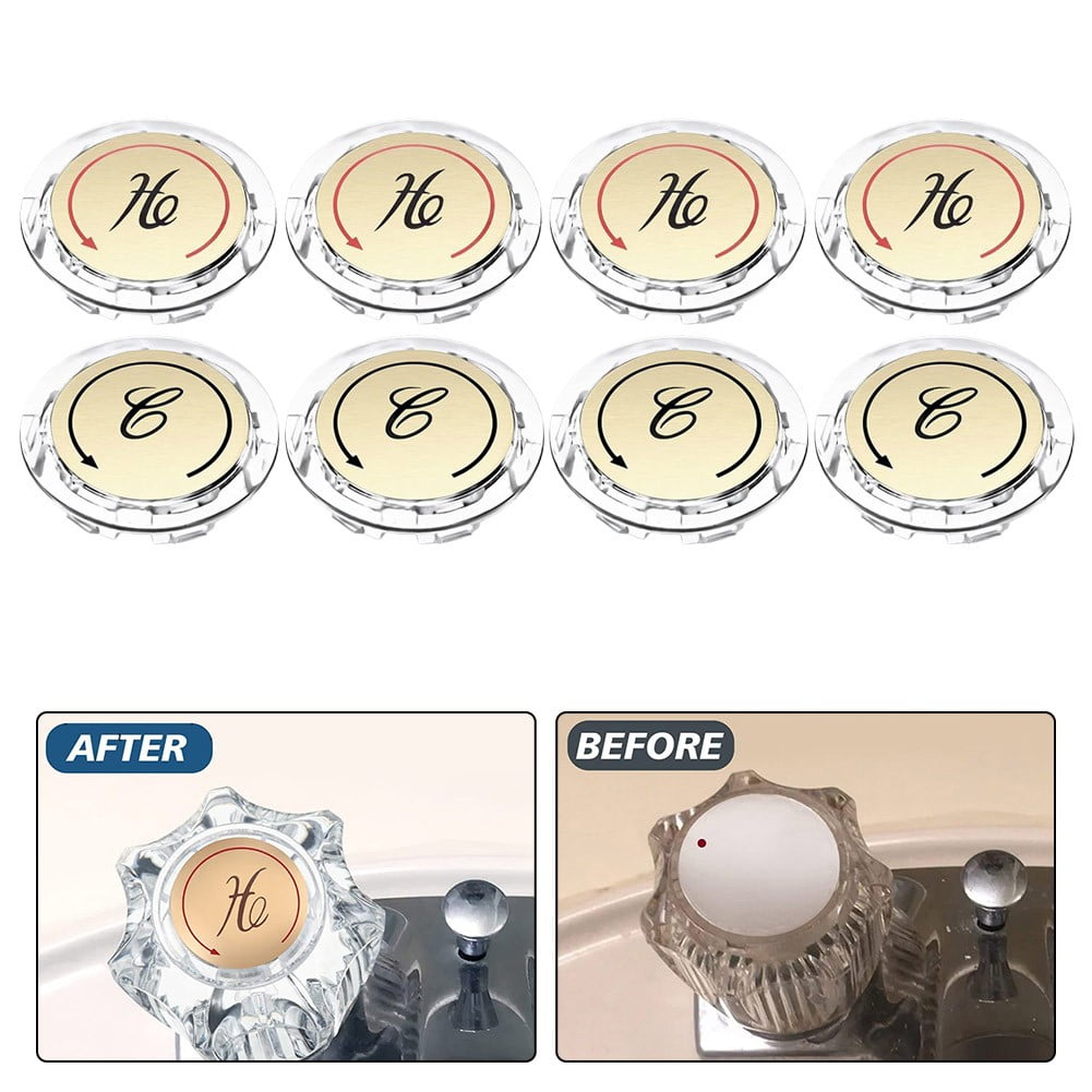 8Pcs Faucet Index Buttons Hot And Cold Sink Shower Knobs Handle Sign Stickers Smile Home - Image 1