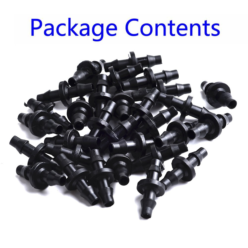 New 100Pc 1/4 Barbed Connector Double Way For 4/7Mm Garden Drip Irrigation Hose Smile Home - Image 2