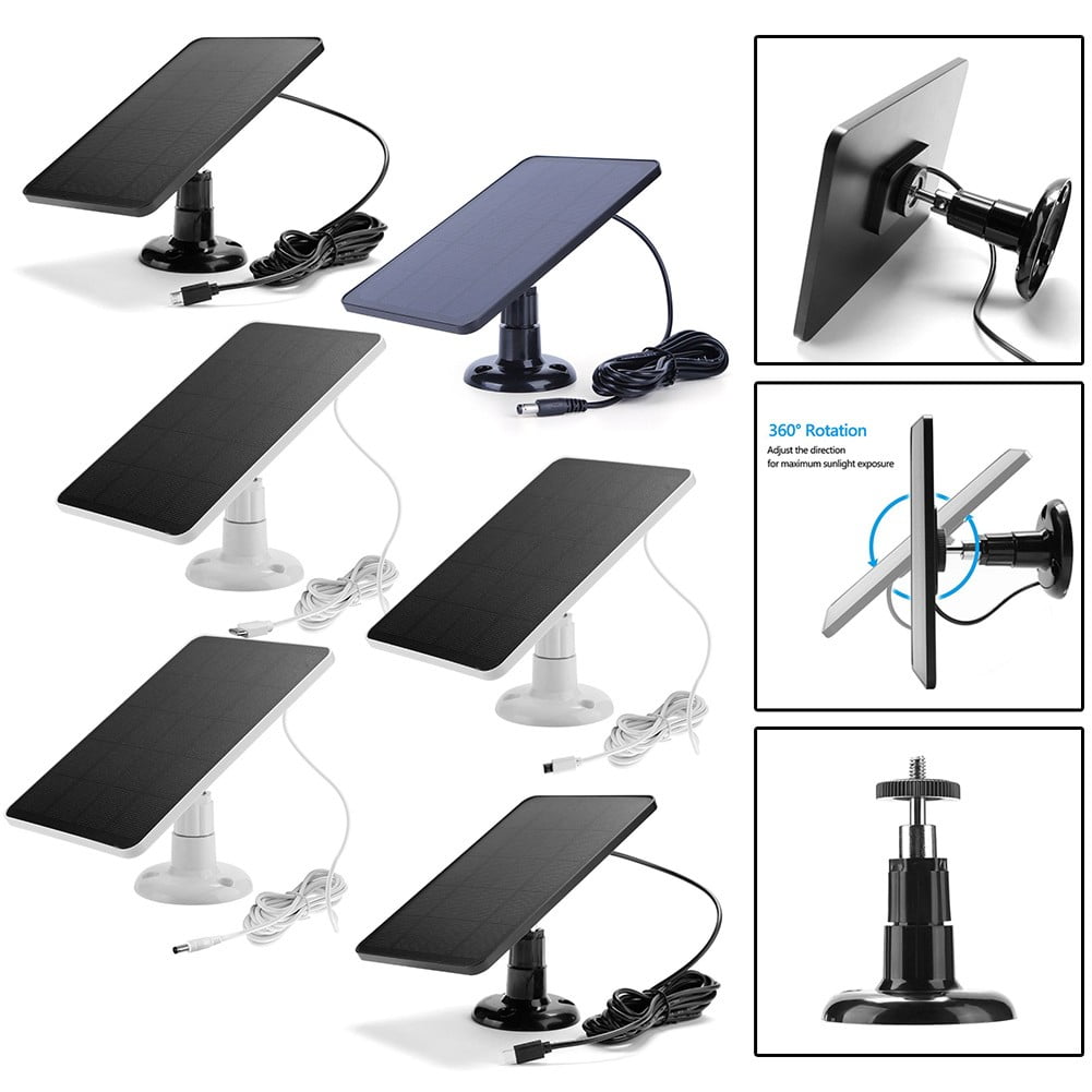 Solar Panel for Blink Camera: 4W Outdoor Solar Charger with 9.84ft Cable! C Black Smile Home C White - Image 1