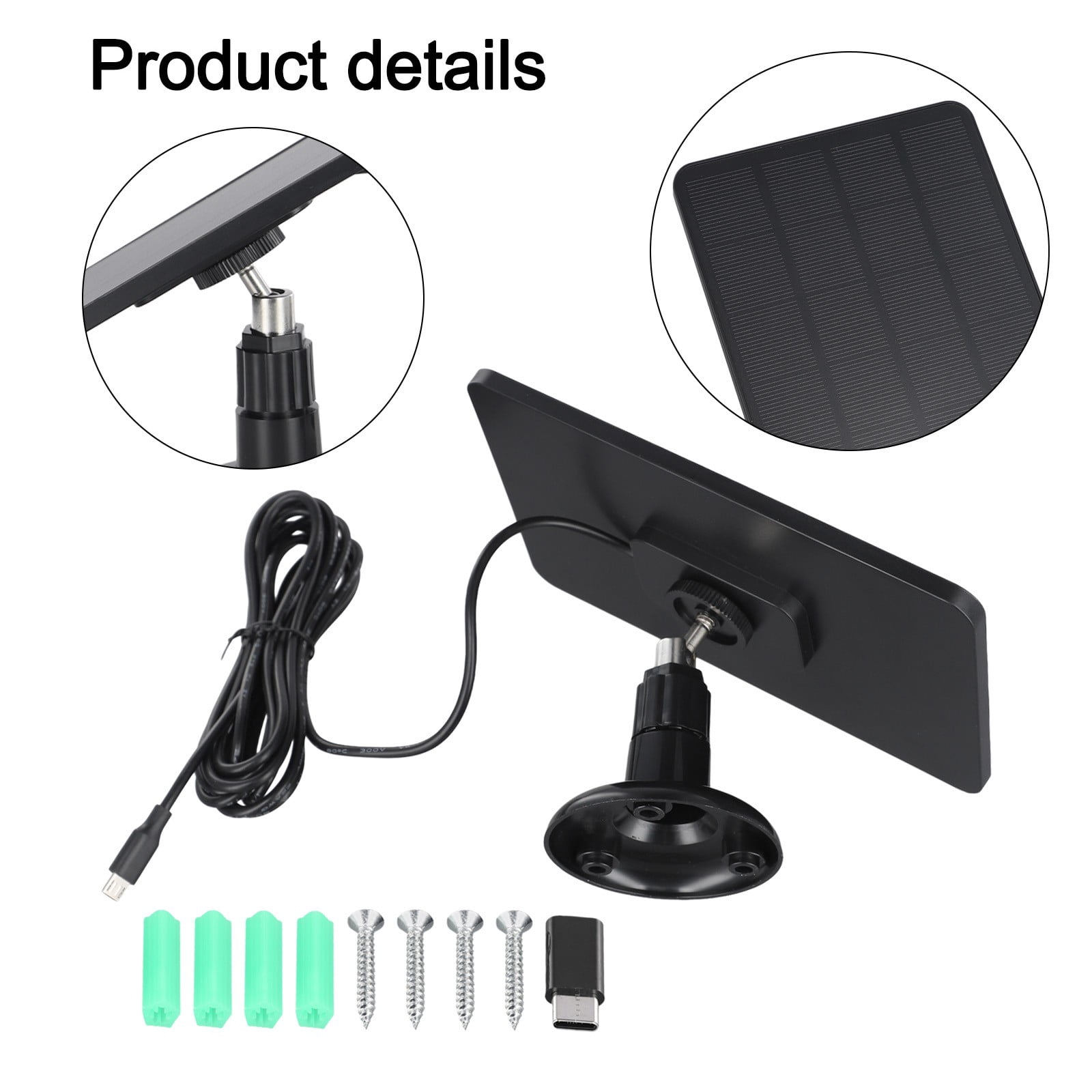 Solar Panel for Blink Camera: 4W Outdoor Solar Charger with 9.84ft Cable! C Black Smile Home Dc Black - Image 6