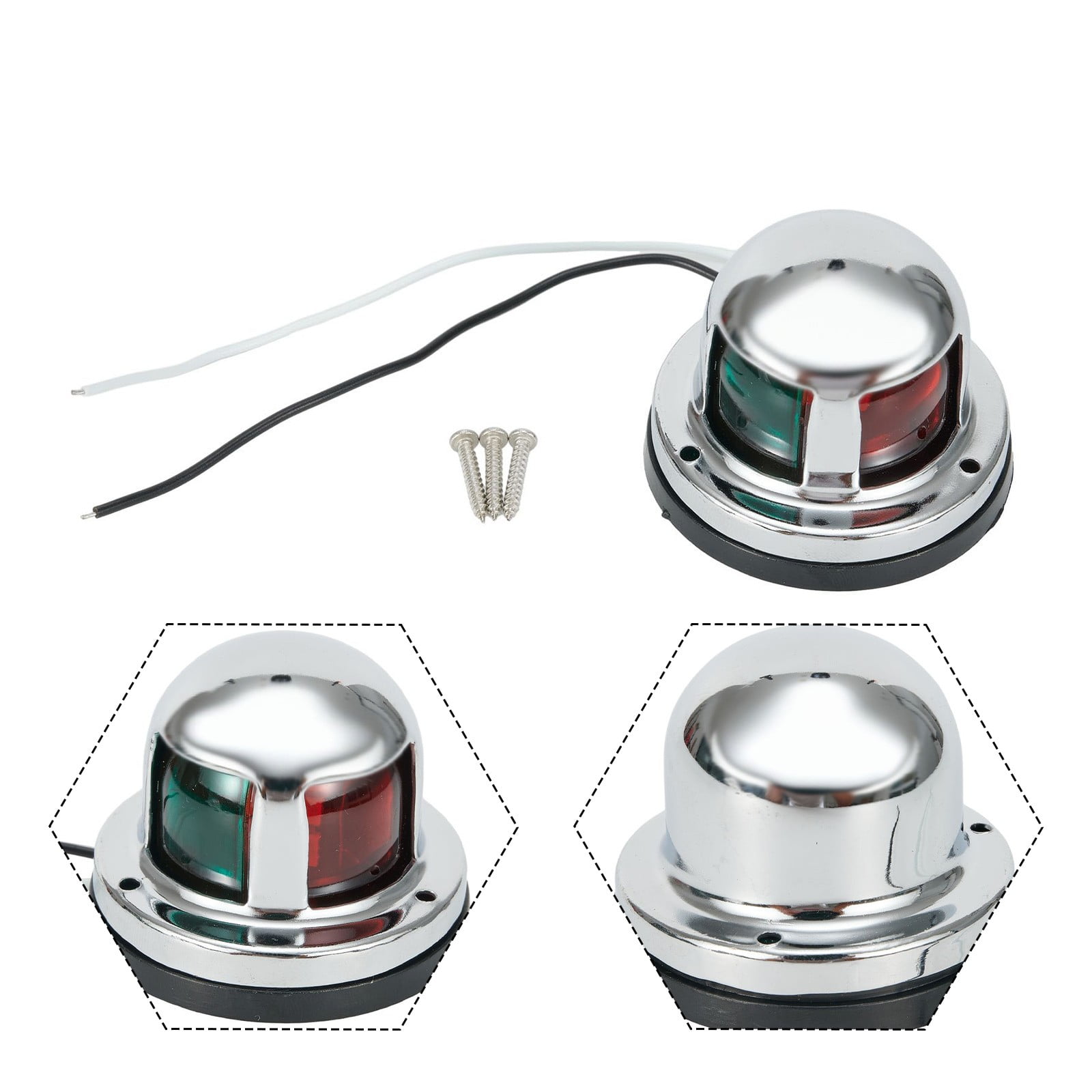 12V Led Marine Navigation Light 2 In 1 Bow Light For Boats Yachts Pontoons Stainless Steel Waterproof Ip65 Red Green Boat Light - Image 1