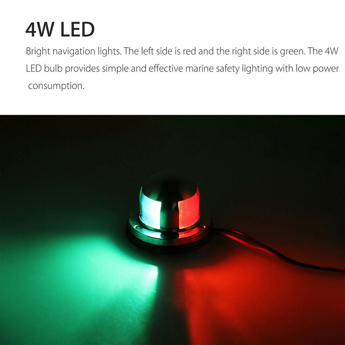 12V Led Marine Navigation Light 2 In 1 Bow Light For Boats Yachts Pontoons Stainless Steel Waterproof Ip65 Red Green Boat Light - Image 4