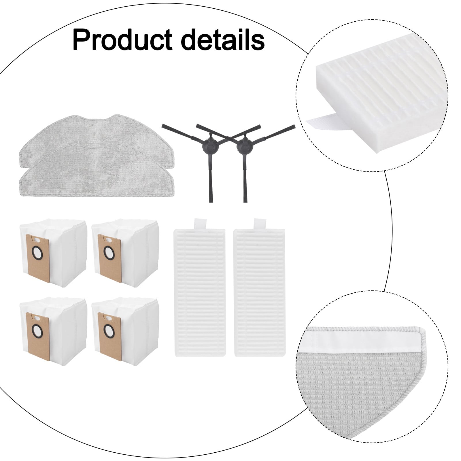 Tapo Vacuum Replacement Side Brush Kit For Rv30 Max/Rv30 Max Plus/Rv20 Max/Rv20 Max Plus - Includes 2 Brushes 2 Filters 2 Mop Cloths & 4 Dust Bags - Image 2