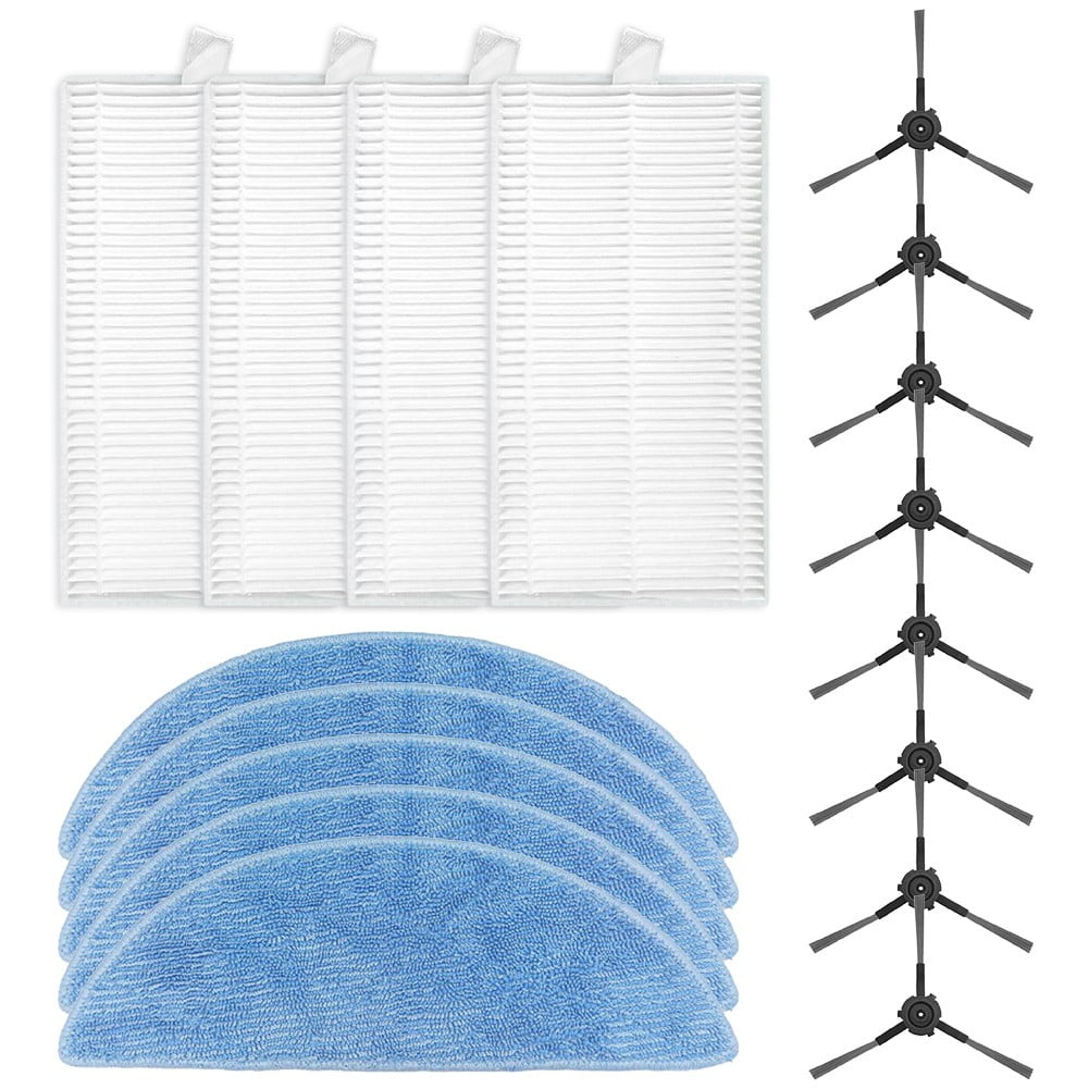 Ecovacs Y1 Pro Robot Vacuum Cleaner Replacement Parts Kit With 4 Filters 5 Mop Cloths 8 Side Brushes For Yeedi Y1 Pro Accessories A B - Image 1