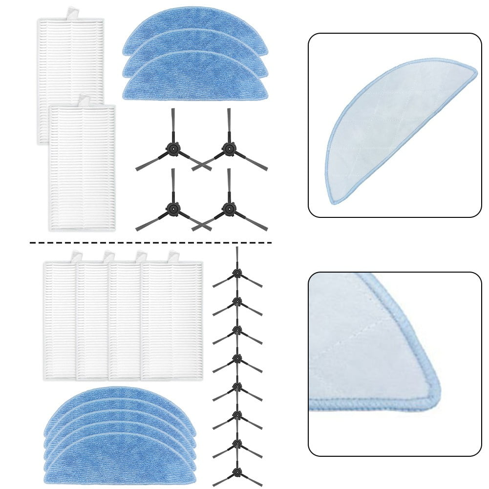 Ecovacs Y1 Pro Robot Vacuum Cleaner Replacement Parts Kit With 4 Filters 5 Mop Cloths 8 Side Brushes For Yeedi Y1 Pro Accessories A B - Image 3