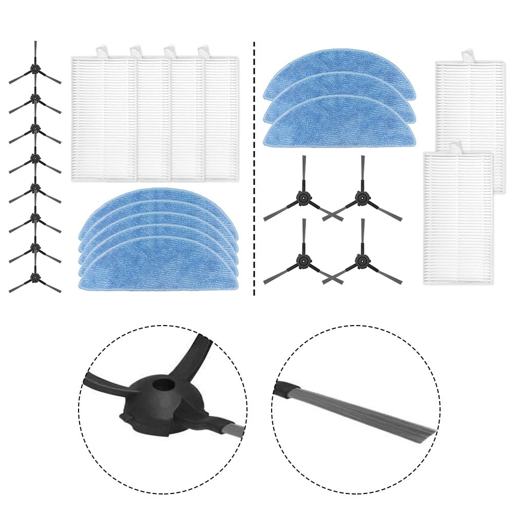 Ecovacs Y1 Pro Robot Vacuum Cleaner Replacement Parts Kit With 4 Filters 5 Mop Cloths 8 Side Brushes For Yeedi Y1 Pro Accessories A B - Image 4
