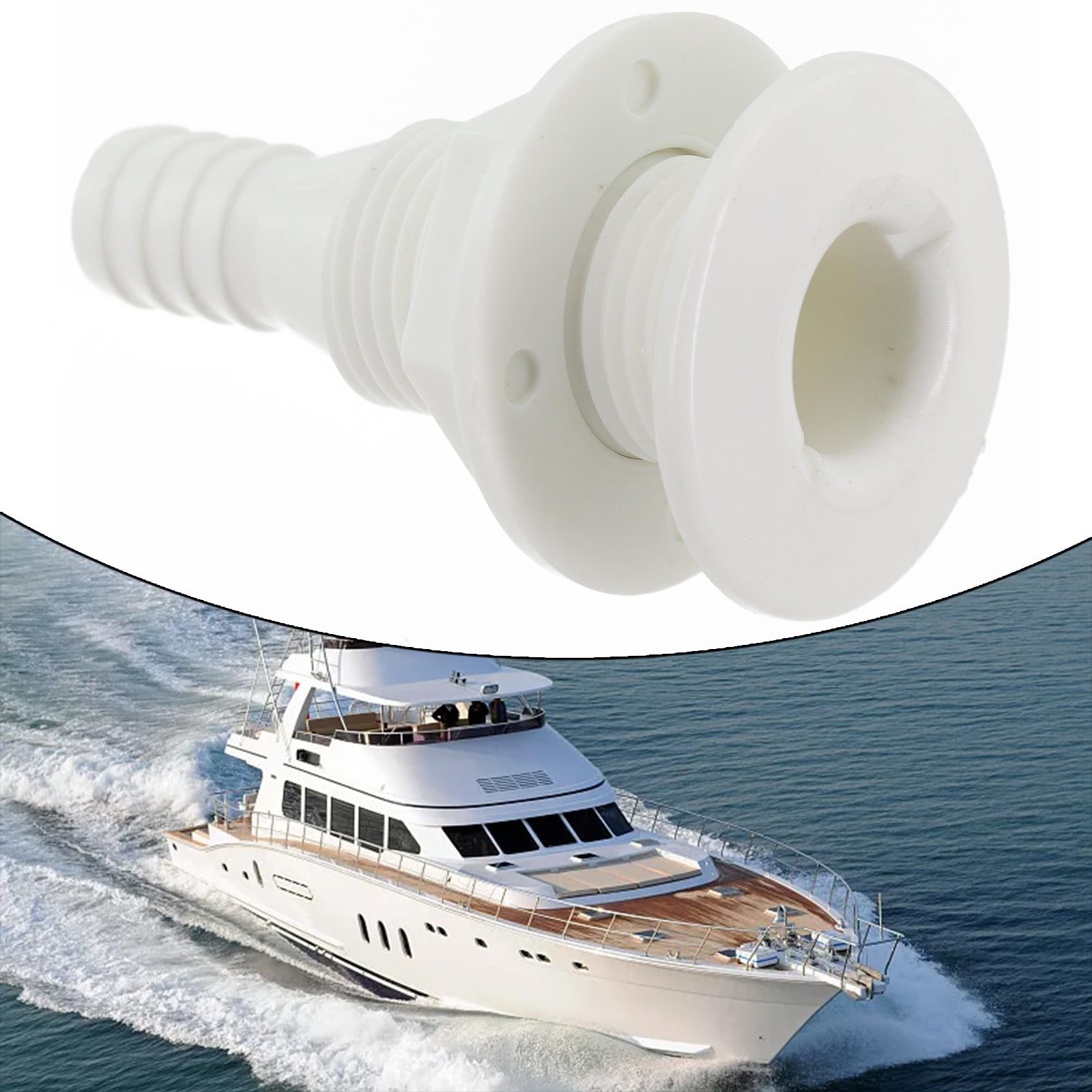 2 Pack White Abs Thru Hull Skin Fitting For Bilge Pump Hose 19Mm 3/4