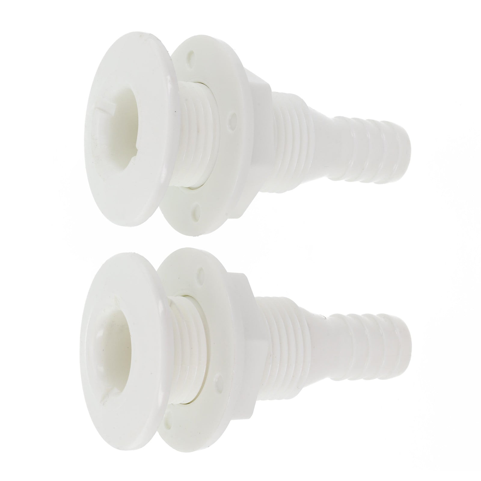 2 Pack White Abs Thru Hull Skin Fitting For Bilge Pump Hose 19Mm 3/4