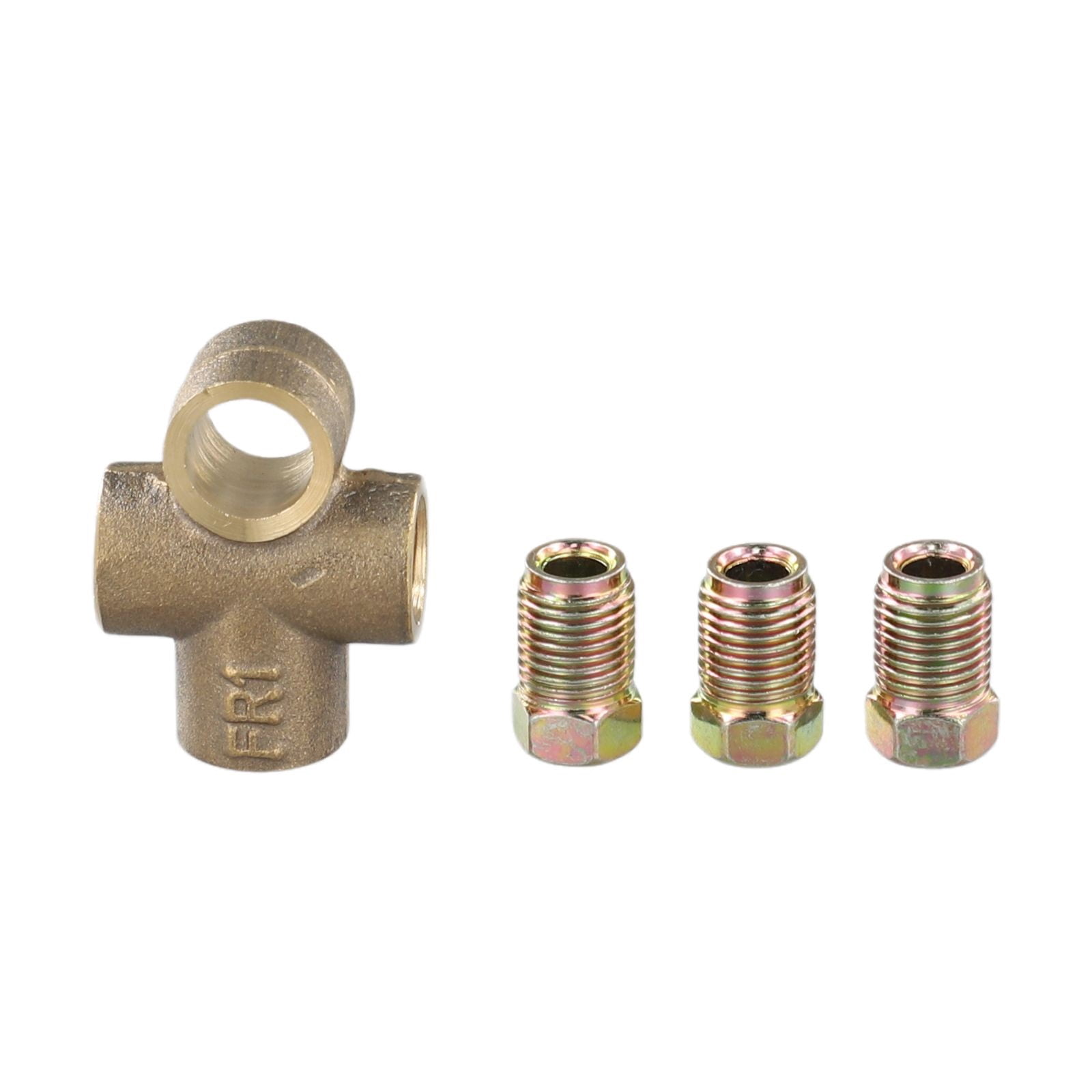 Copper 3-Way Brake Pipe T Piece Tee Fitting With 3 M10 Male Short Nuts For 3/16