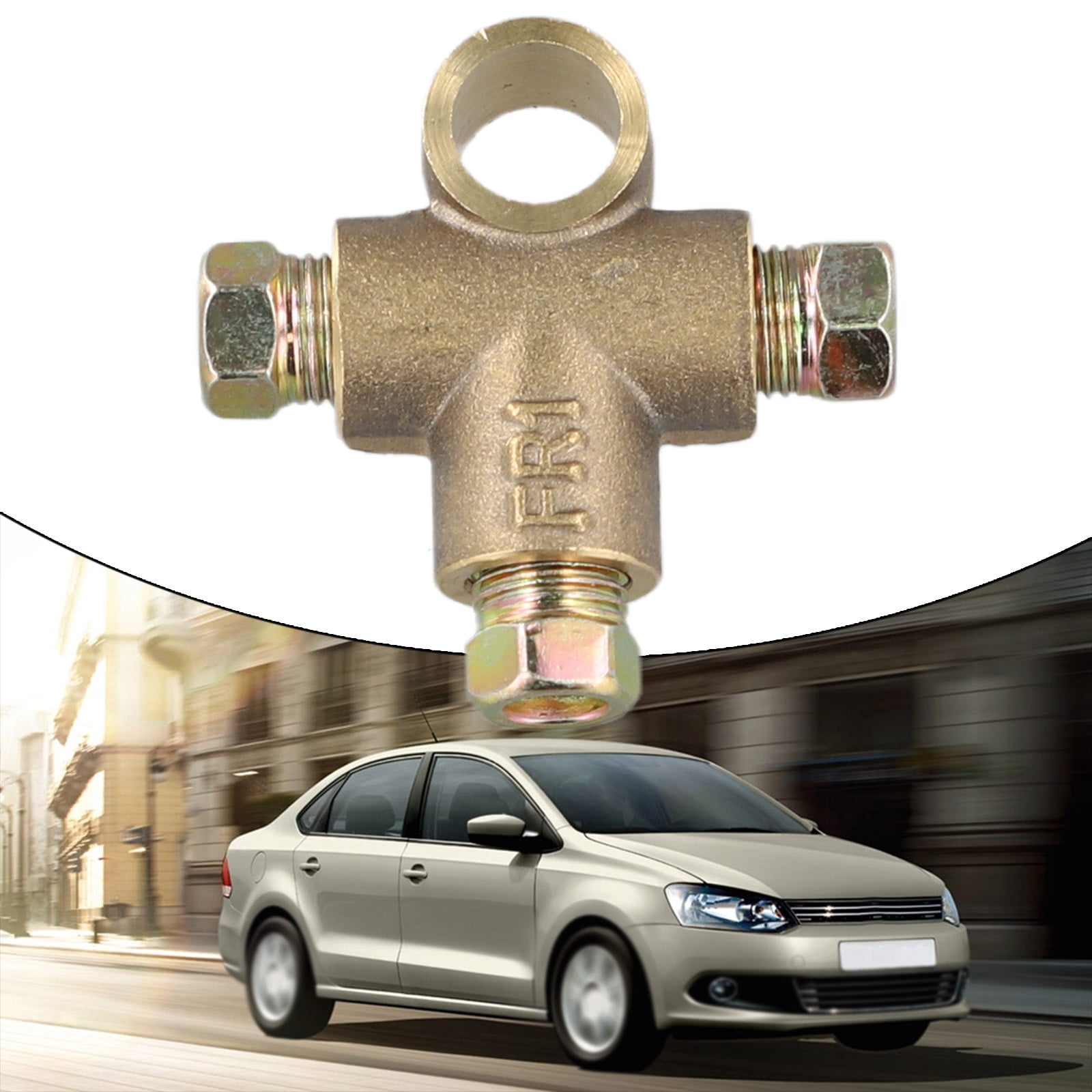 Copper 3-Way Brake Pipe T Piece Tee Fitting With 3 M10 Male Short Nuts For 3/16