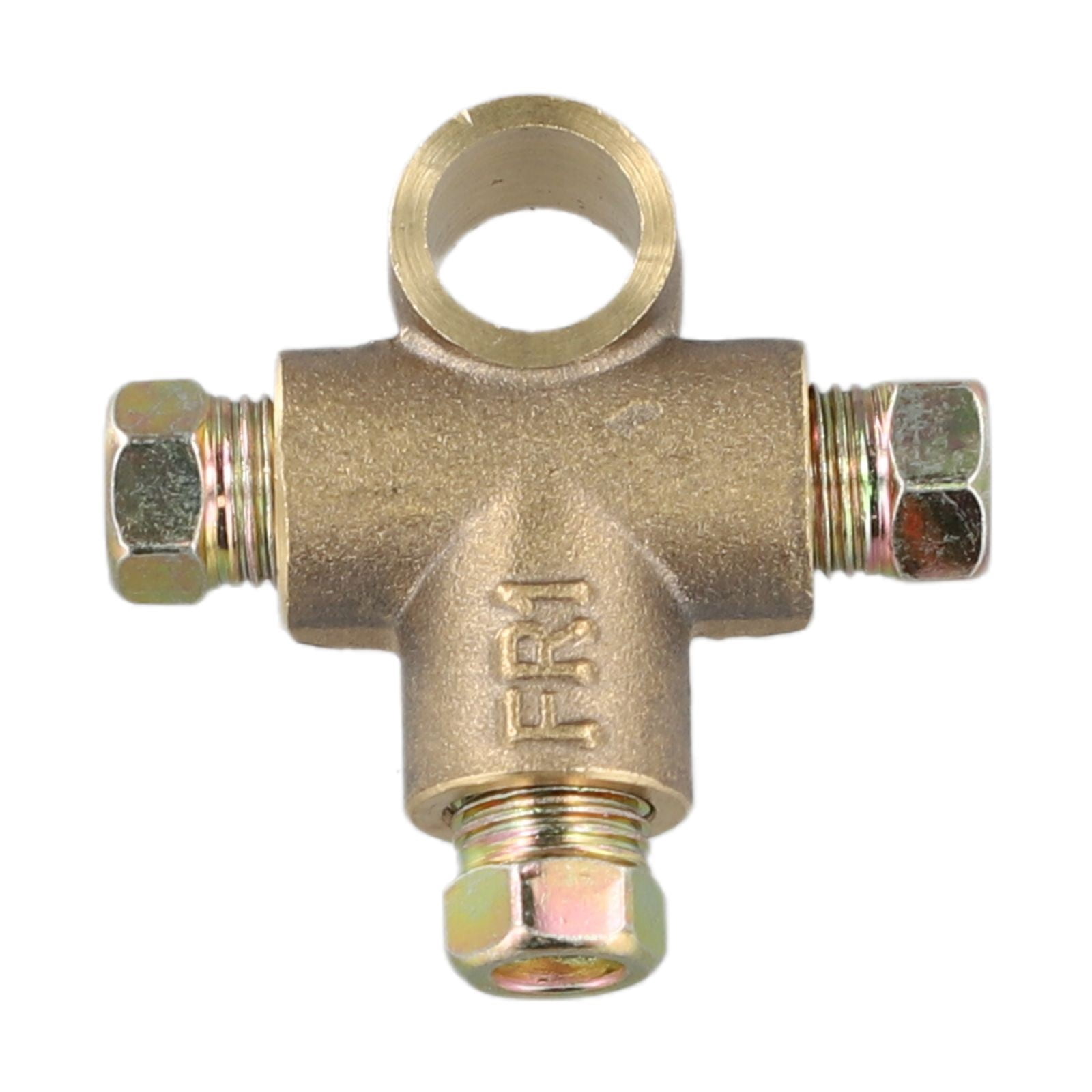 Copper 3-Way Brake Pipe T Piece Tee Fitting With 3 M10 Male Short Nuts For 3/16