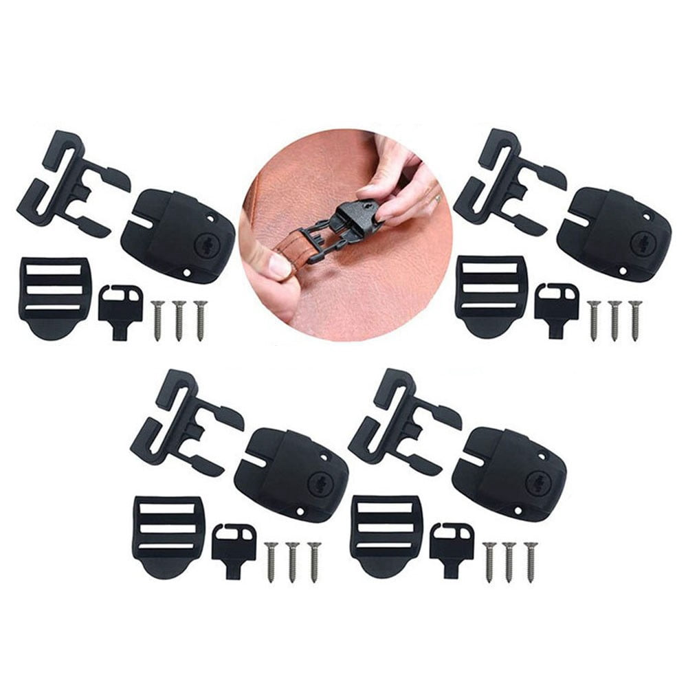 4 Set Spa Cover Latch Replacement Kit With Slots - Includes 4 Latches Tracks Keys & Screws For Hot Tub Cover Repair - Black Plastic - Image 4