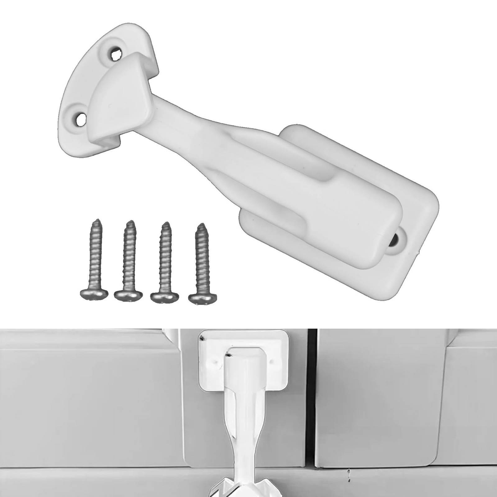 Nylon Rv Cabinet Latch Lock For Camper Trailer Boat Easy Install Secure Door Catch Holder White Black Travel Accessory Construction White - Image 5