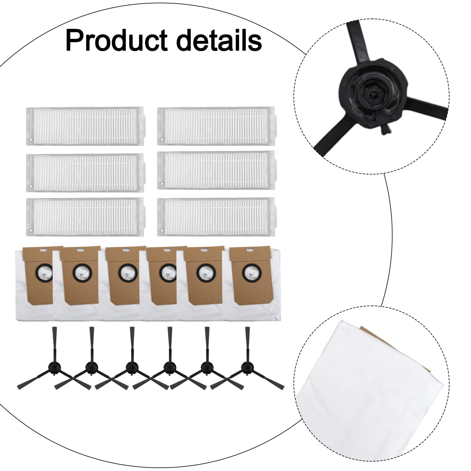 Cecotec Conga 13090 Spin Revol Home Vacuum Filter Dust Bag Side Brush Replacement Kit With 6 Filters 6 Bags 6 Brushes For Efficient Cleaning - Image 2