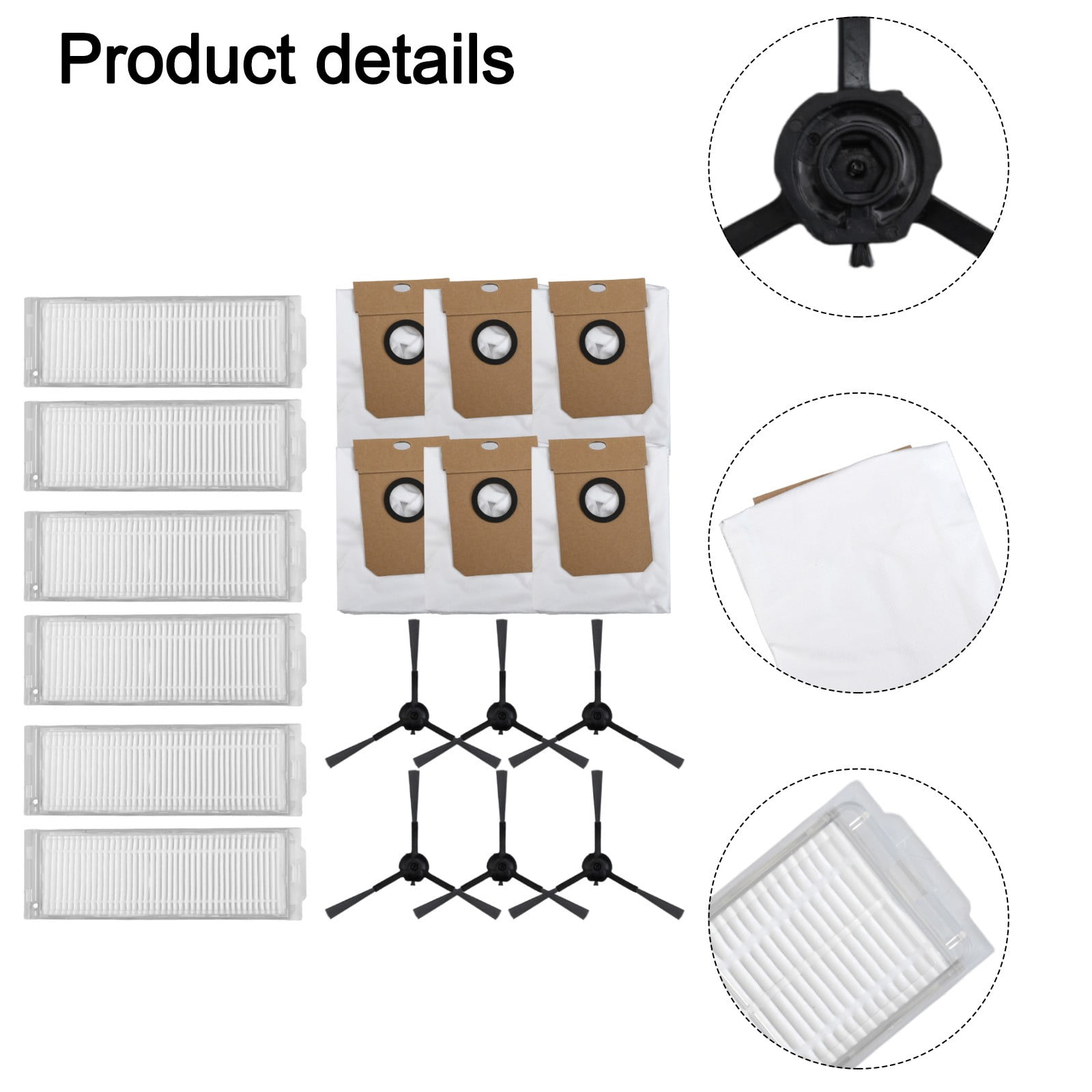 Cecotec Conga 13090 Spin Revol Home Vacuum Filter Dust Bag Side Brush Replacement Kit With 6 Filters 6 Bags 6 Brushes For Efficient Cleaning - Image 4