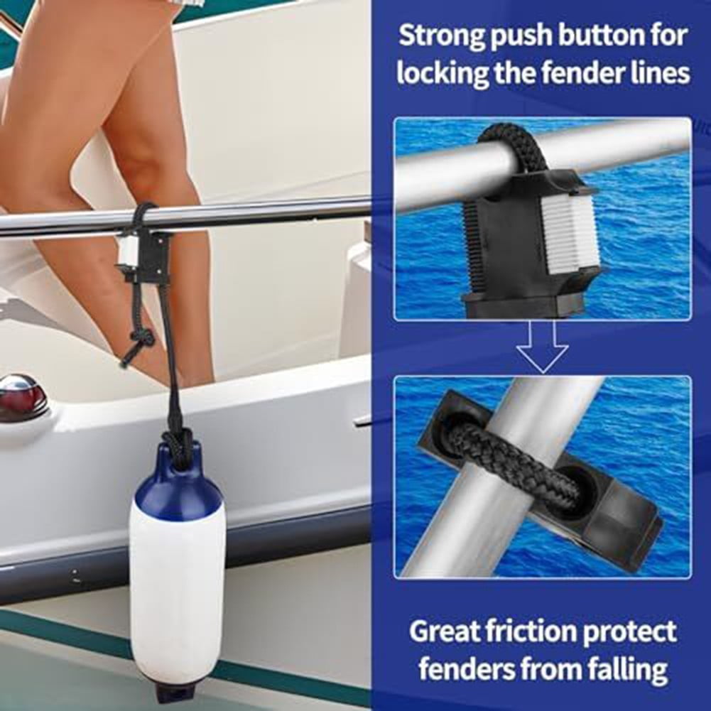 Boat Rail And Cleat Clip Hanger Black White Quick Connect Release For Marine Deck Hardware Abs Material Boat Accessories Fender Adjuster Black - Image 8