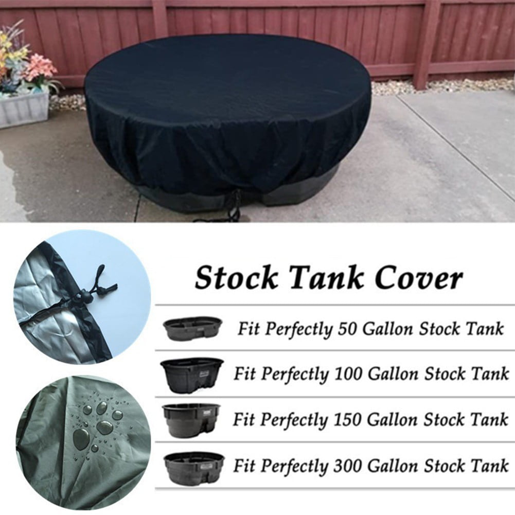 210D Oxford Fabric Stock Tank Cover Oval Ice Bath Cover Gallon Basin Waterproof Drawstring Pool Protector 50Gallon 50 gal - Image 2