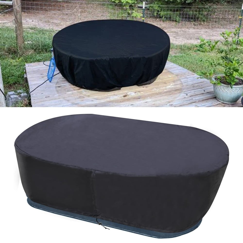 210D Oxford Fabric Stock Tank Cover Oval Ice Bath Cover Gallon Basin Waterproof Drawstring Pool Protector 50Gallon 300 gal - Image 1
