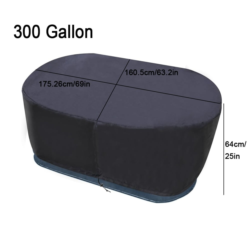 210D Oxford Fabric Stock Tank Cover Oval Ice Bath Cover Gallon Basin Waterproof Drawstring Pool Protector 50Gallon 300 gal - Image 2