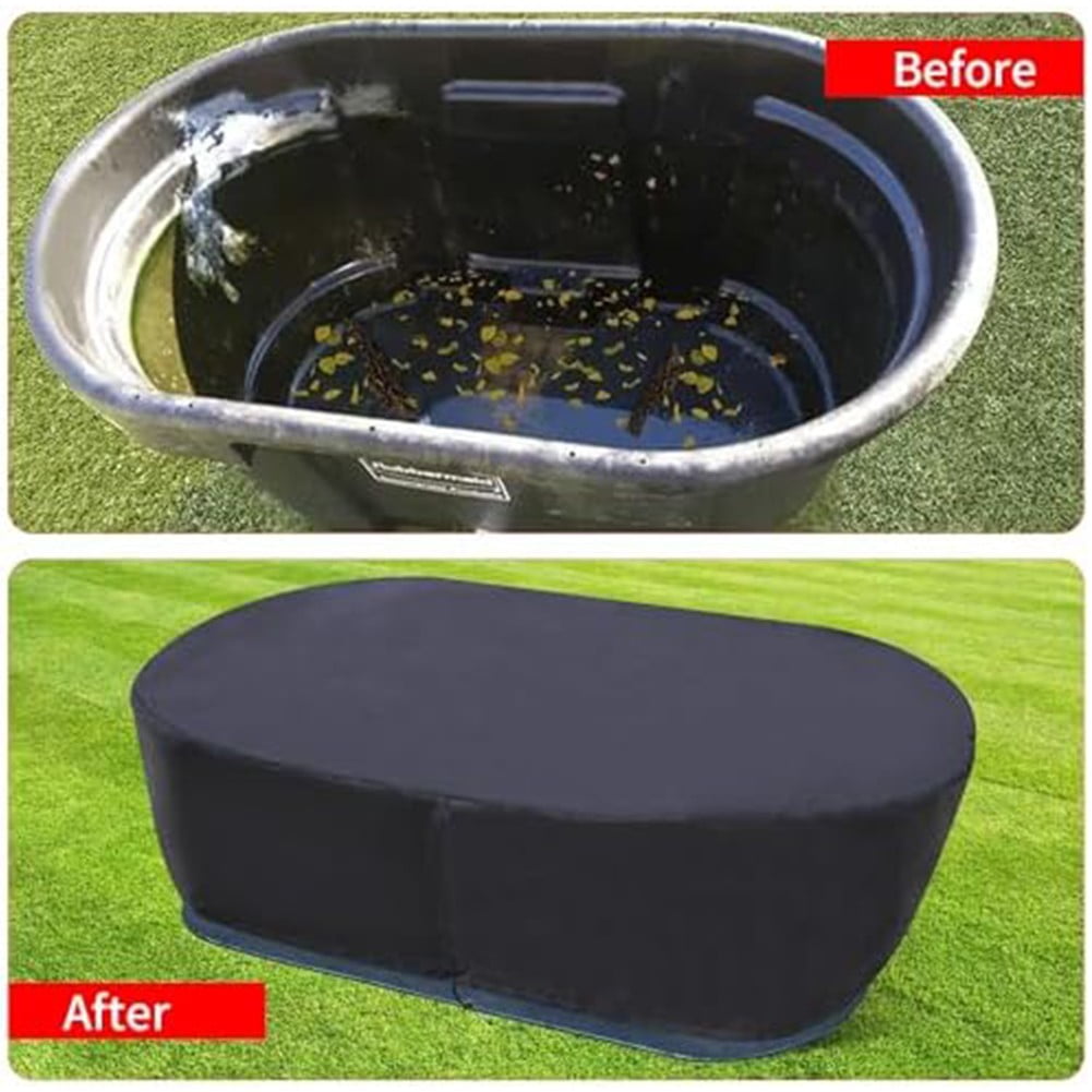 210D Oxford Fabric Stock Tank Cover Oval Ice Bath Cover Gallon Basin Waterproof Drawstring Pool Protector 50Gallon 300 gal - Image 4