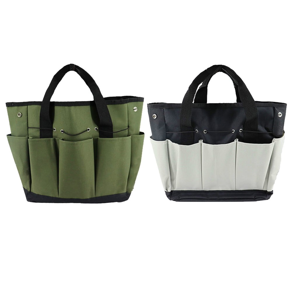 Garden Tool Bag With 9 Pockets Sturdy Oxford Cloth Gardening Tote Organizer For Home Yard Lawn 34W X 17D X 30H Cm Army Green Black Gray Green - Image 7