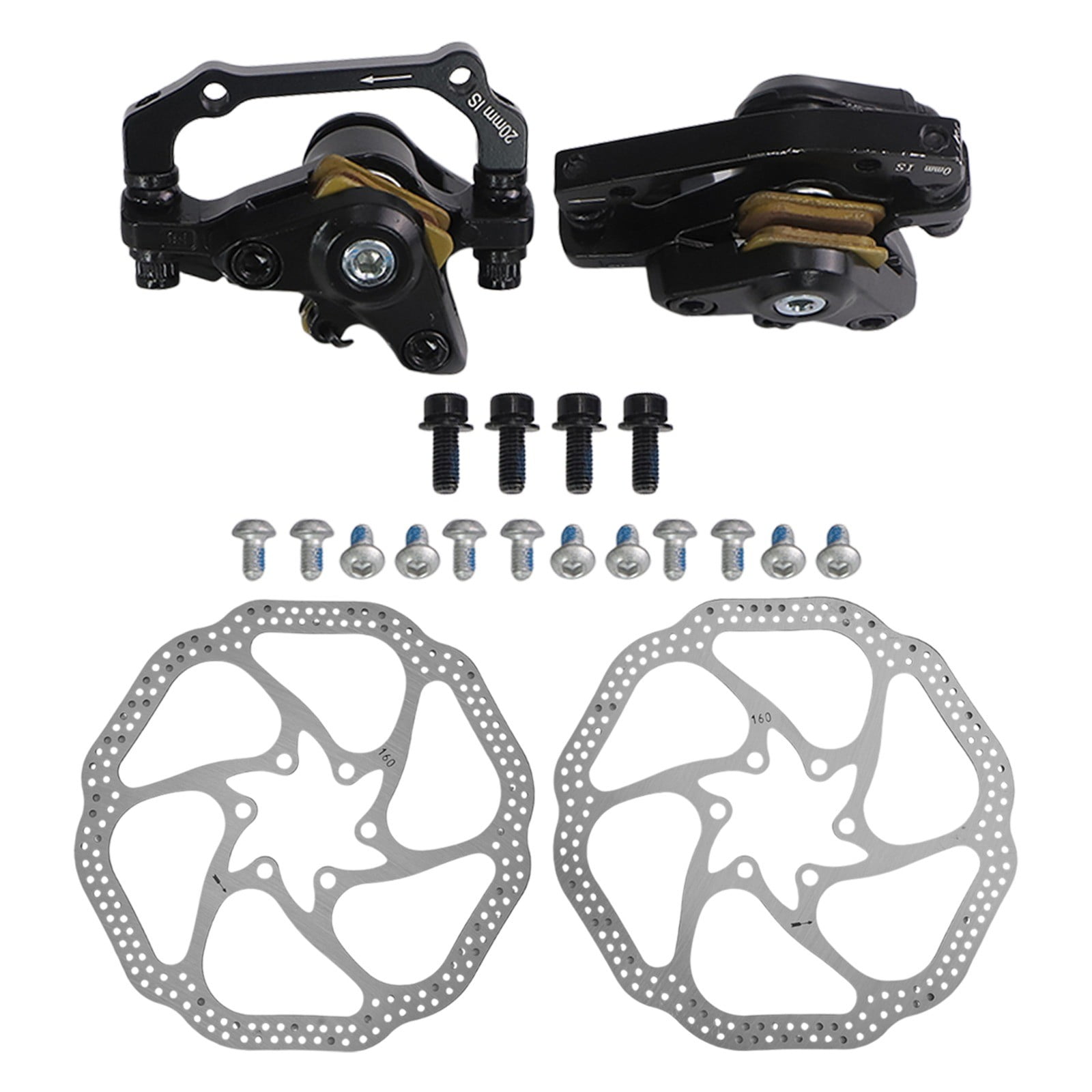 BAMILL 51mm Brake Caliper 160MM Brake System Easy Installation Excellent Heat Dissipation Lightweight Design For Folding Bikes black front+rear+2xdisc front+rear black - Image 3