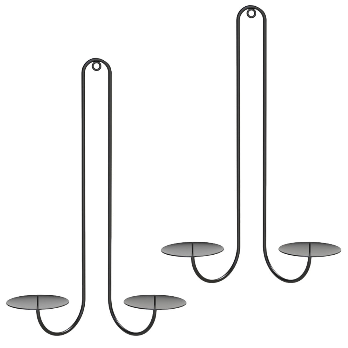 2 pc Wall Mounted Hanging Candle Holder Candlestick Sconces Black Wall Decor - Image 1