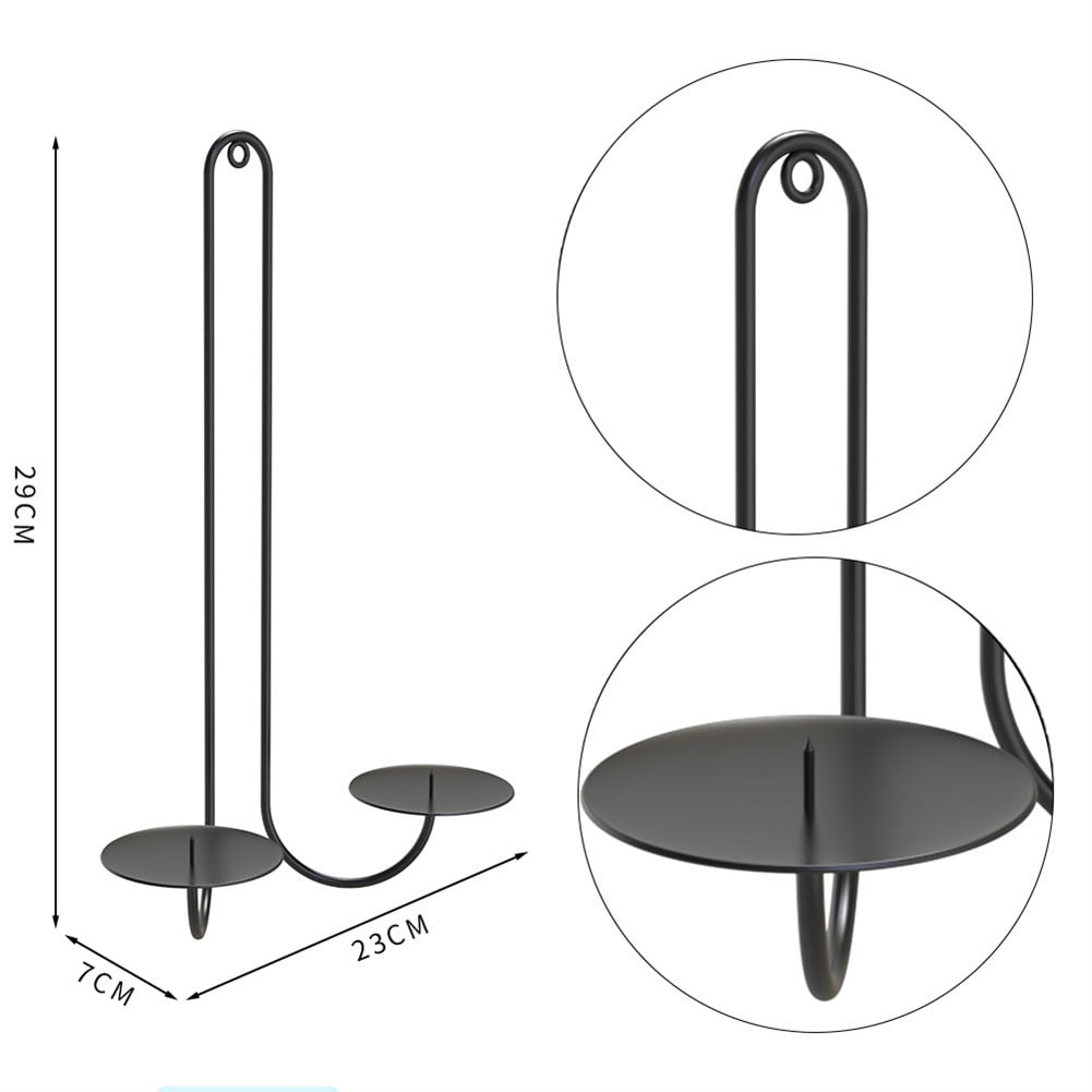 2 pc Wall Mounted Hanging Candle Holder Candlestick Sconces Black Wall Decor - Image 3