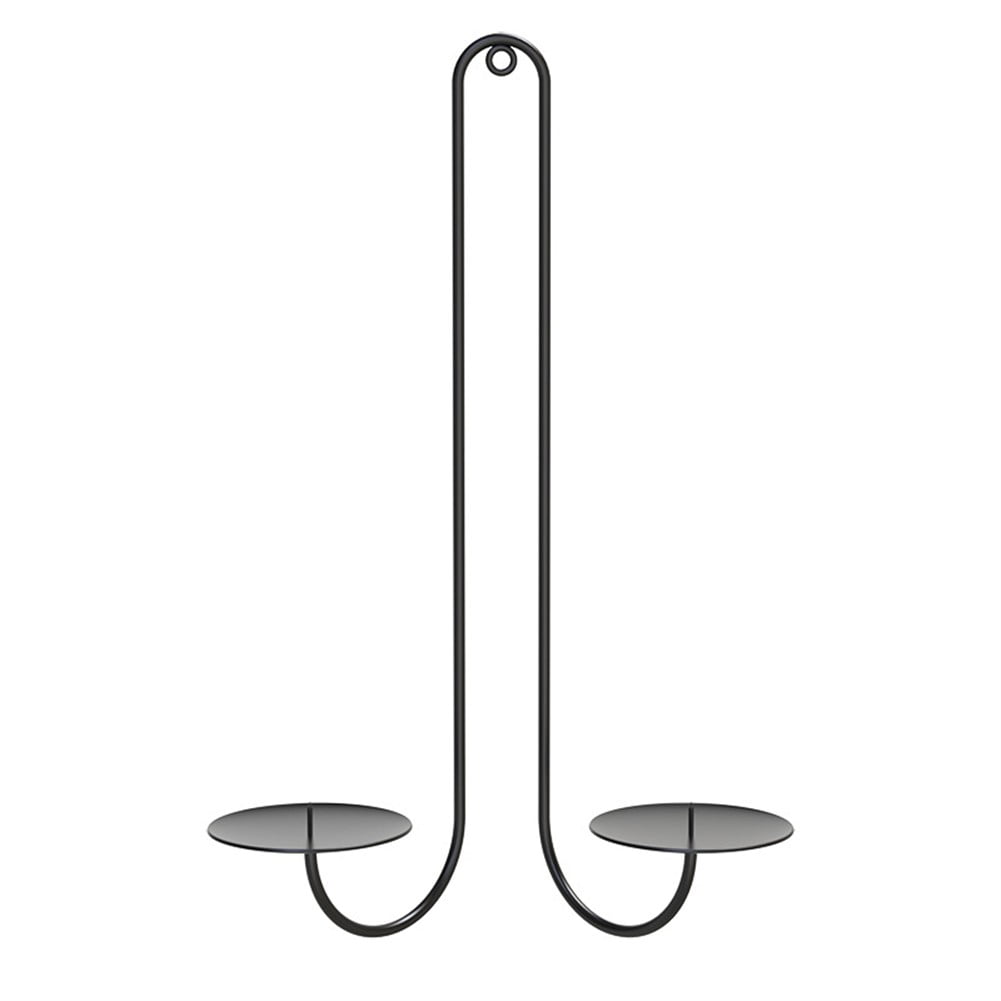 2 pc Wall Mounted Hanging Candle Holder Candlestick Sconces Black Wall Decor - Image 5
