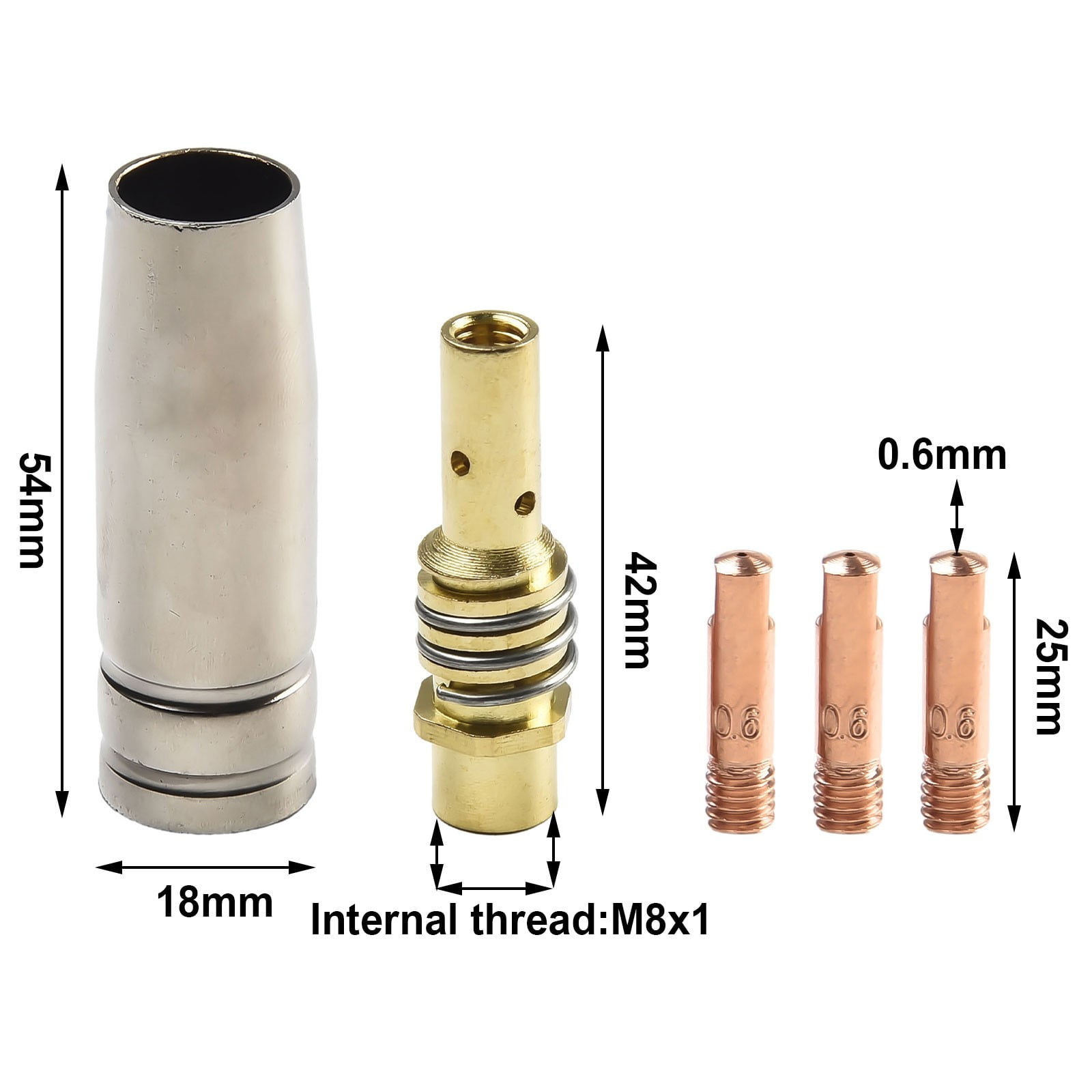RANMEI 5Pcs Mig Welding Mb15 15 Ak Contact Tip 0.6 0.8 0.9 1.0 1.2Mm Mig Contact Tip Consumables Guard Nozzle Contact Tips 0.6mm - Image 2