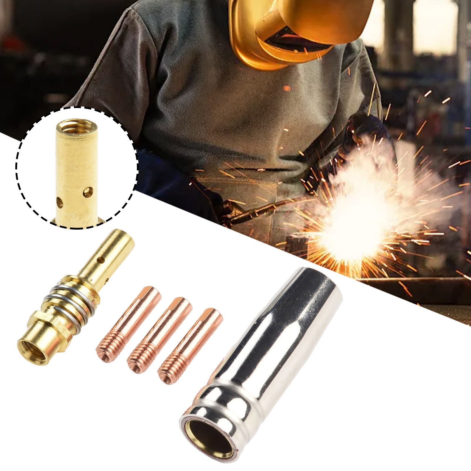 RANMEI 5Pcs Mig Welding Mb15 15 Ak Contact Tip 0.6 0.8 0.9 1.0 1.2Mm Mig Contact Tip Consumables Guard Nozzle Contact Tips 0.9mm - Image 2