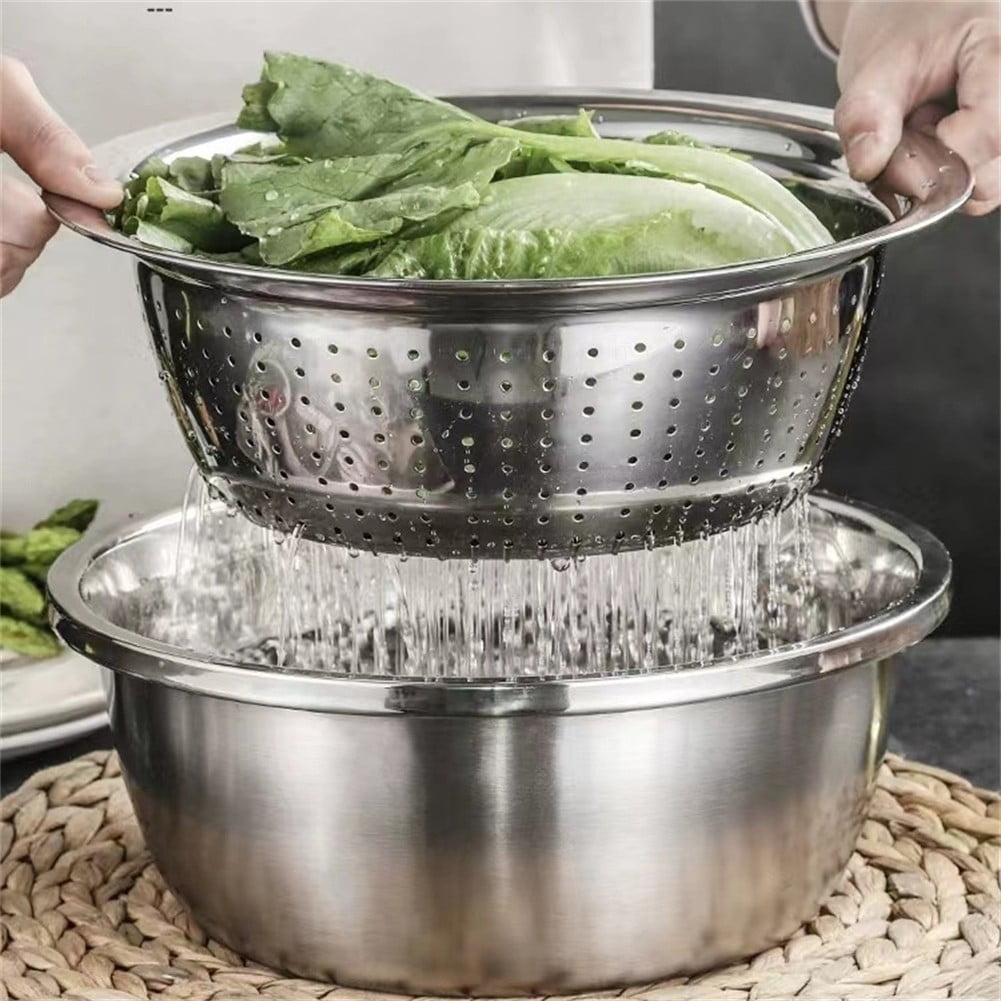4 Pcs Kitchen Mixing Bowls with Grater Lid Stainless Steel Construction - Image 6