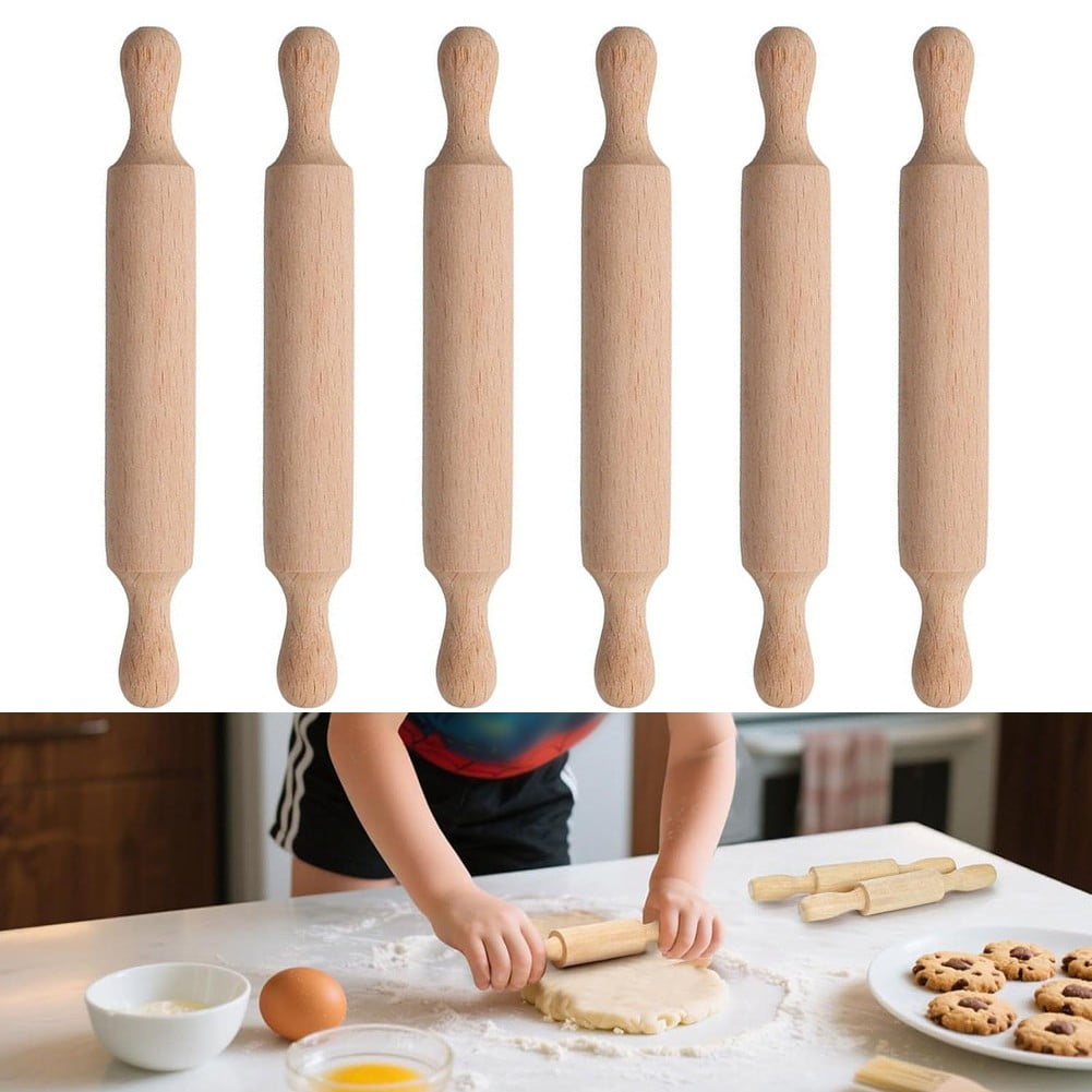 Mini Wooden Rolling Pins Set - Perfect for Kids Baking & Crafting Fun! 6pcs - Image 5