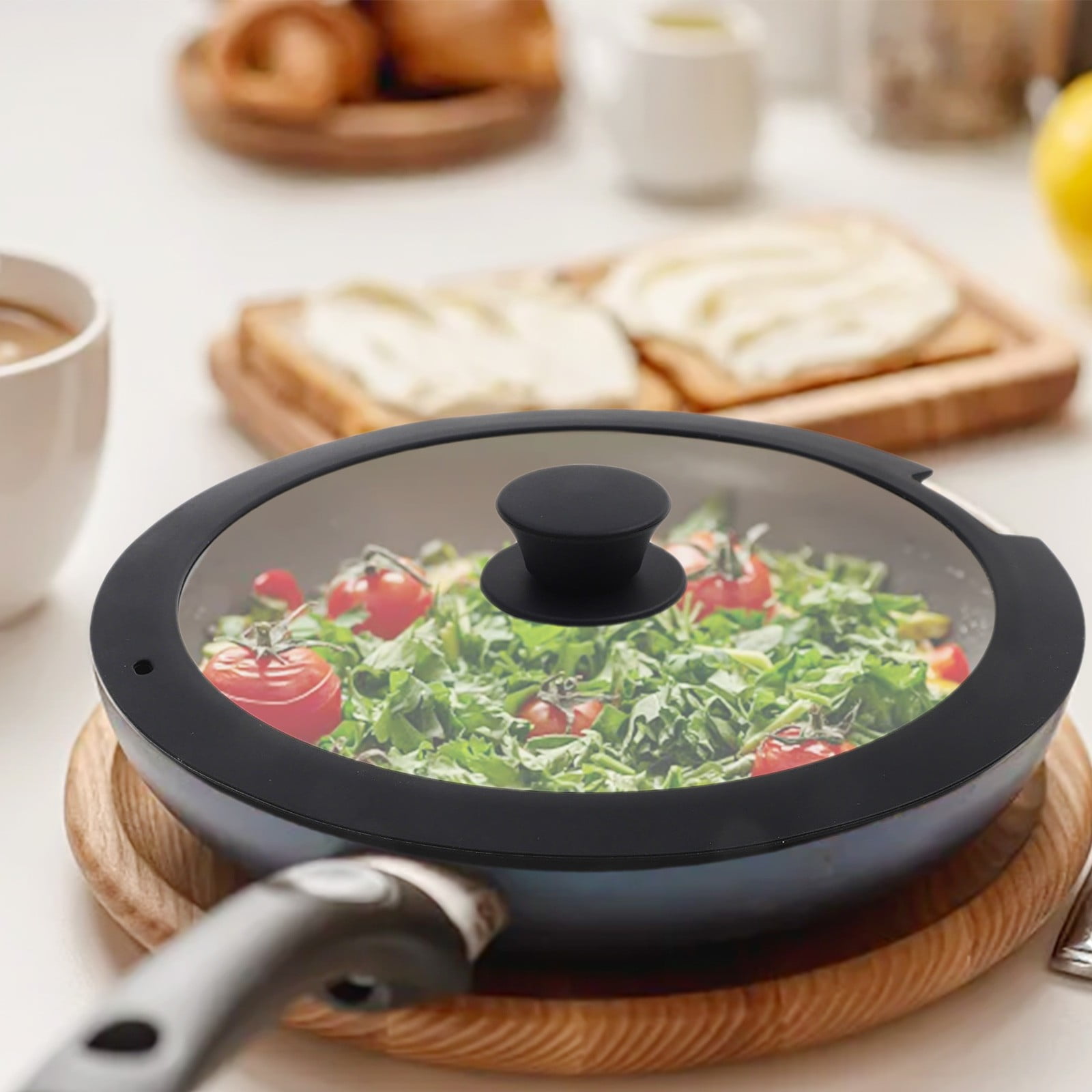 Sleek Black White Silicone Lids Available in Size Range of 18cm to 26cm B 20CM - Image 7