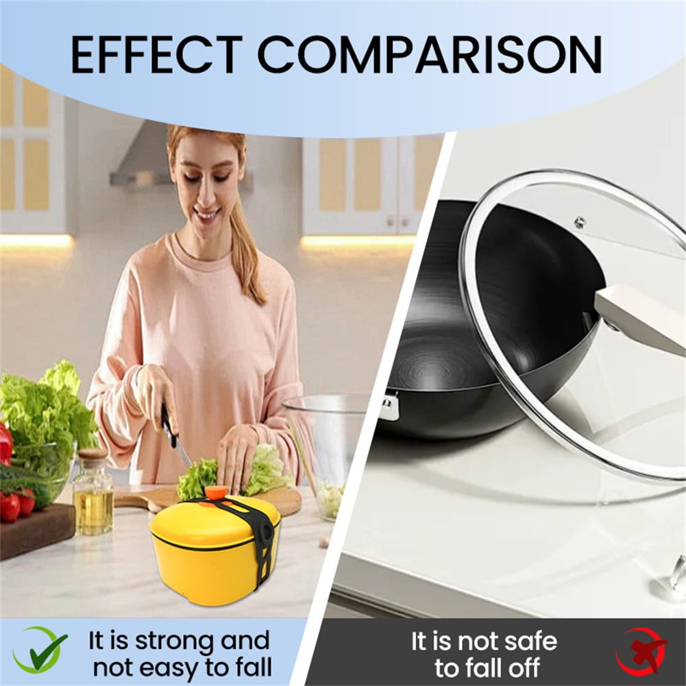 4 Pcs Silicone Latch Strap Tie for Slow Cooker Lid Lunch Box Bundling Organizing Black - Image 2