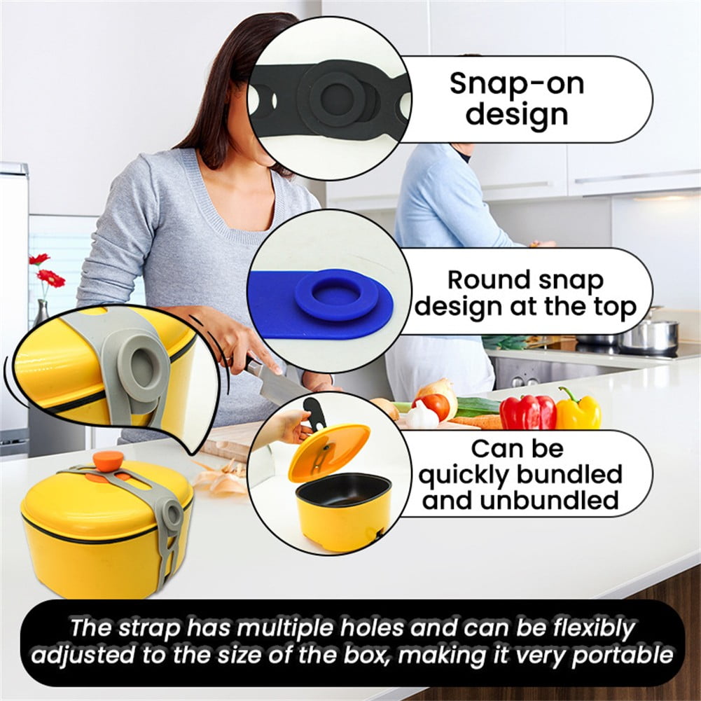 4 Pcs Silicone Latch Strap Tie for Slow Cooker Lid Lunch Box Bundling Organizing Black - Image 3
