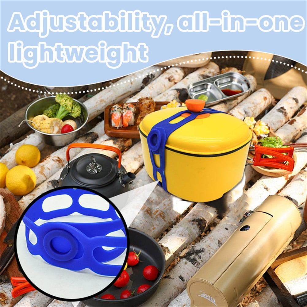 4 Pcs Silicone Latch Strap Tie for Slow Cooker Lid Lunch Box Bundling Organizing Black Blue - Image 2