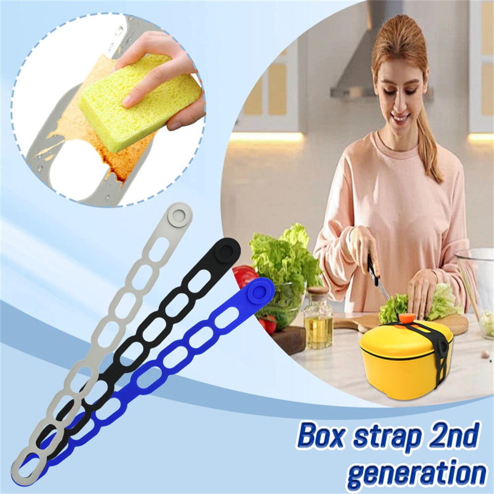 4 Pcs Silicone Latch Strap Tie for Slow Cooker Lid Lunch Box Bundling Organizing Black Blue - Image 7