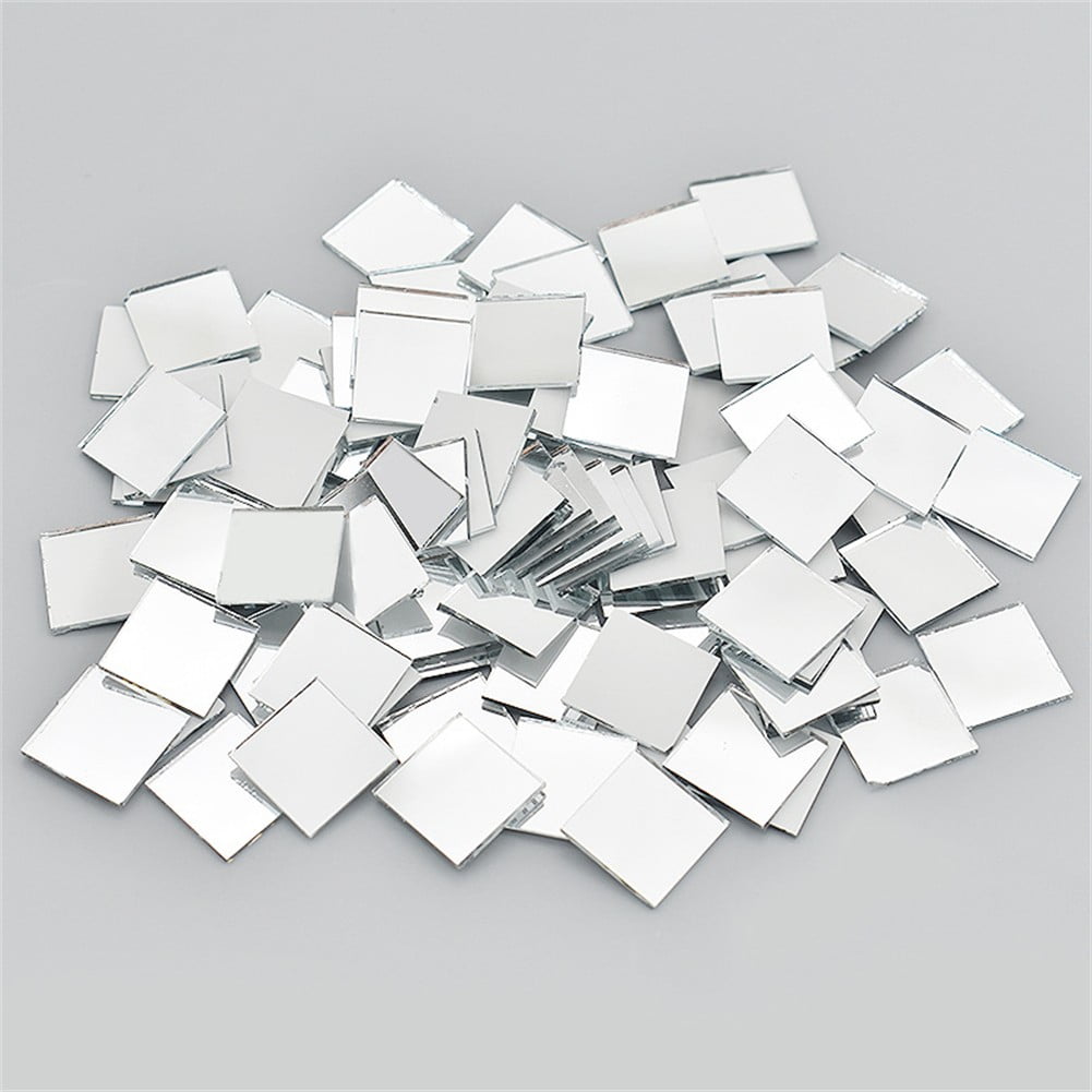 100Pcs Self-Adhesive Real Glass Mini Square Mirror Mosaic Tiles Sticker Bathroom Diy Handmade Craft Home Decoration 10X10Mm Rose gold - Image 2
