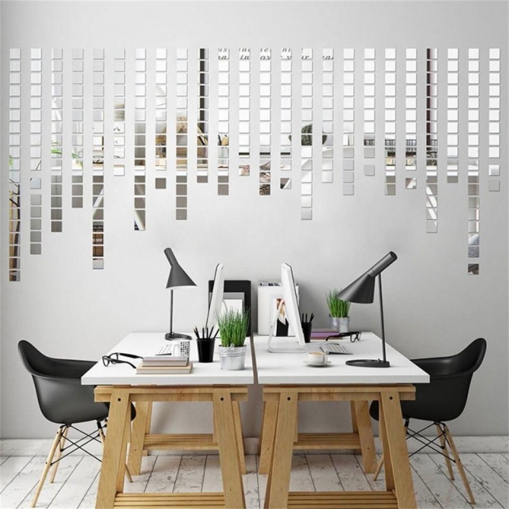 100Pcs Self-Adhesive Real Glass Mini Square Mirror Mosaic Tiles Sticker Bathroom Diy Handmade Craft Home Decoration 10X10Mm Rose gold - Image 3